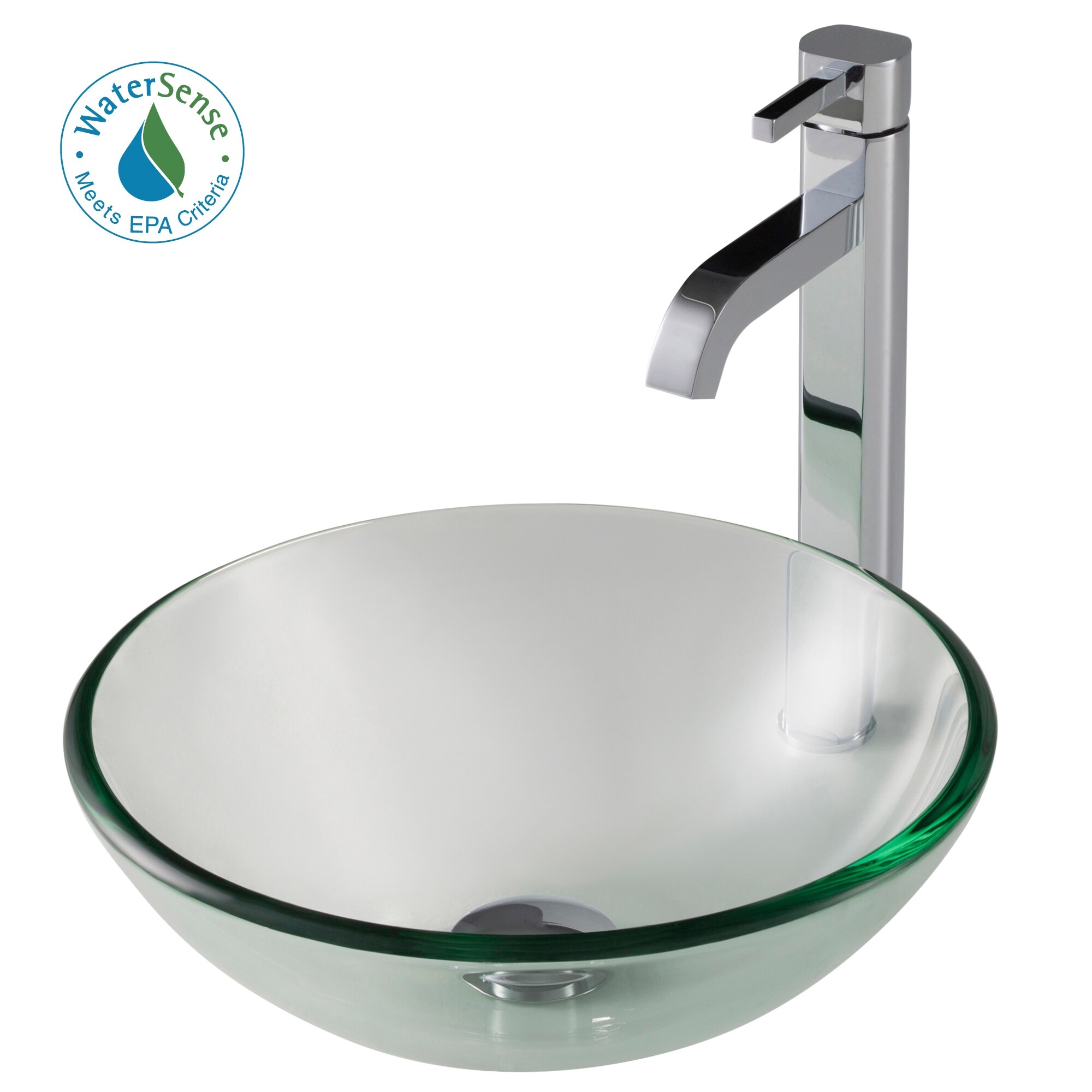 Kraus Glass Vessel Sink, Bathroom Faucet, Pop Up Drain, Mounting Ring