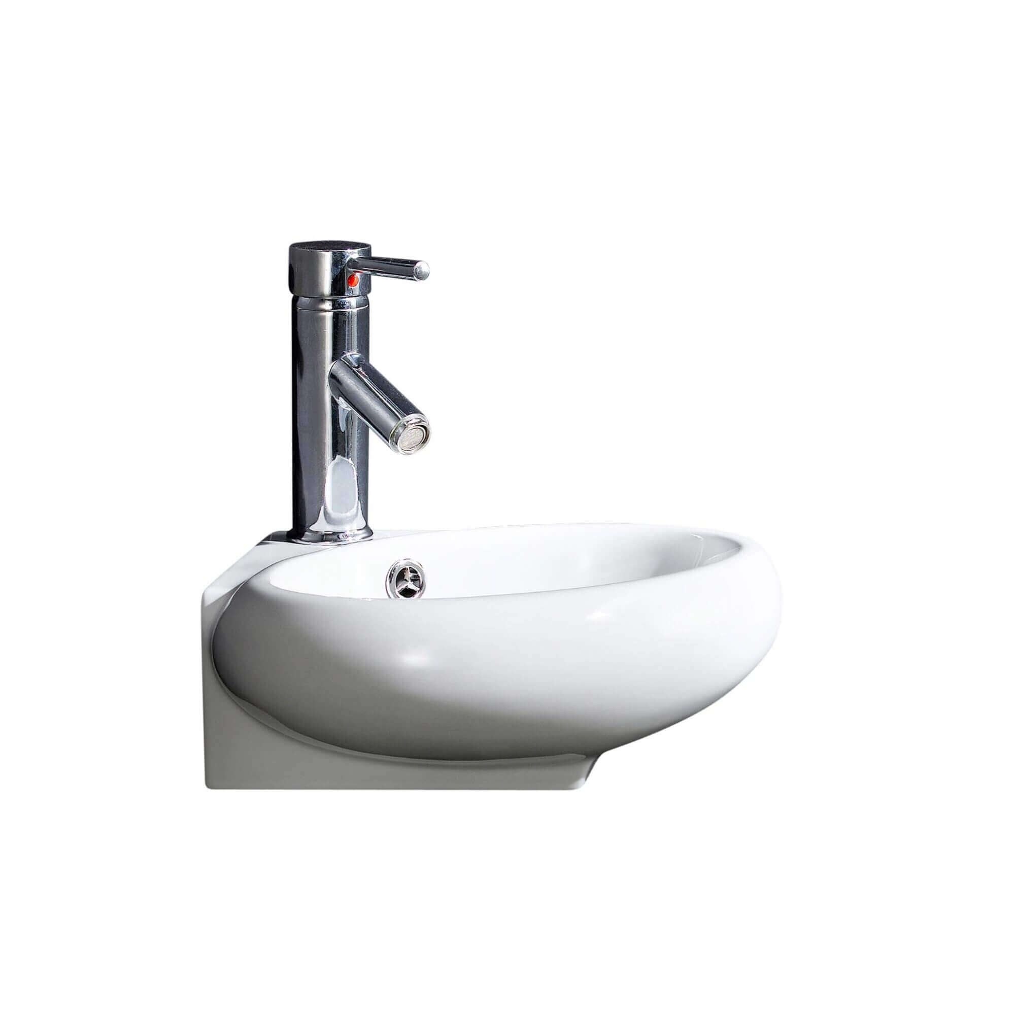 Fine Fixtures Ceramic 14.5-inch Corner White Wallmount Sink - 15" X 15"