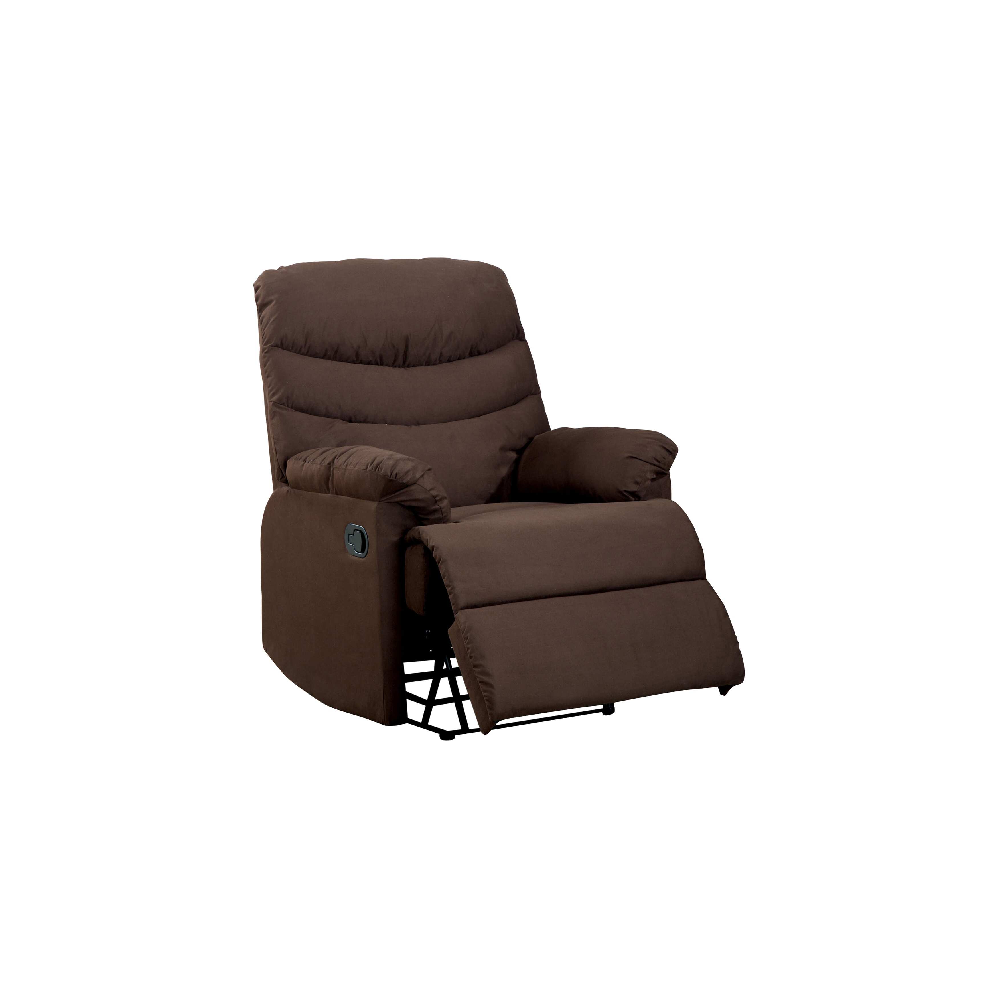 Hing Transitional Brown Microfiber Upholstered Recliner by Furniture of America