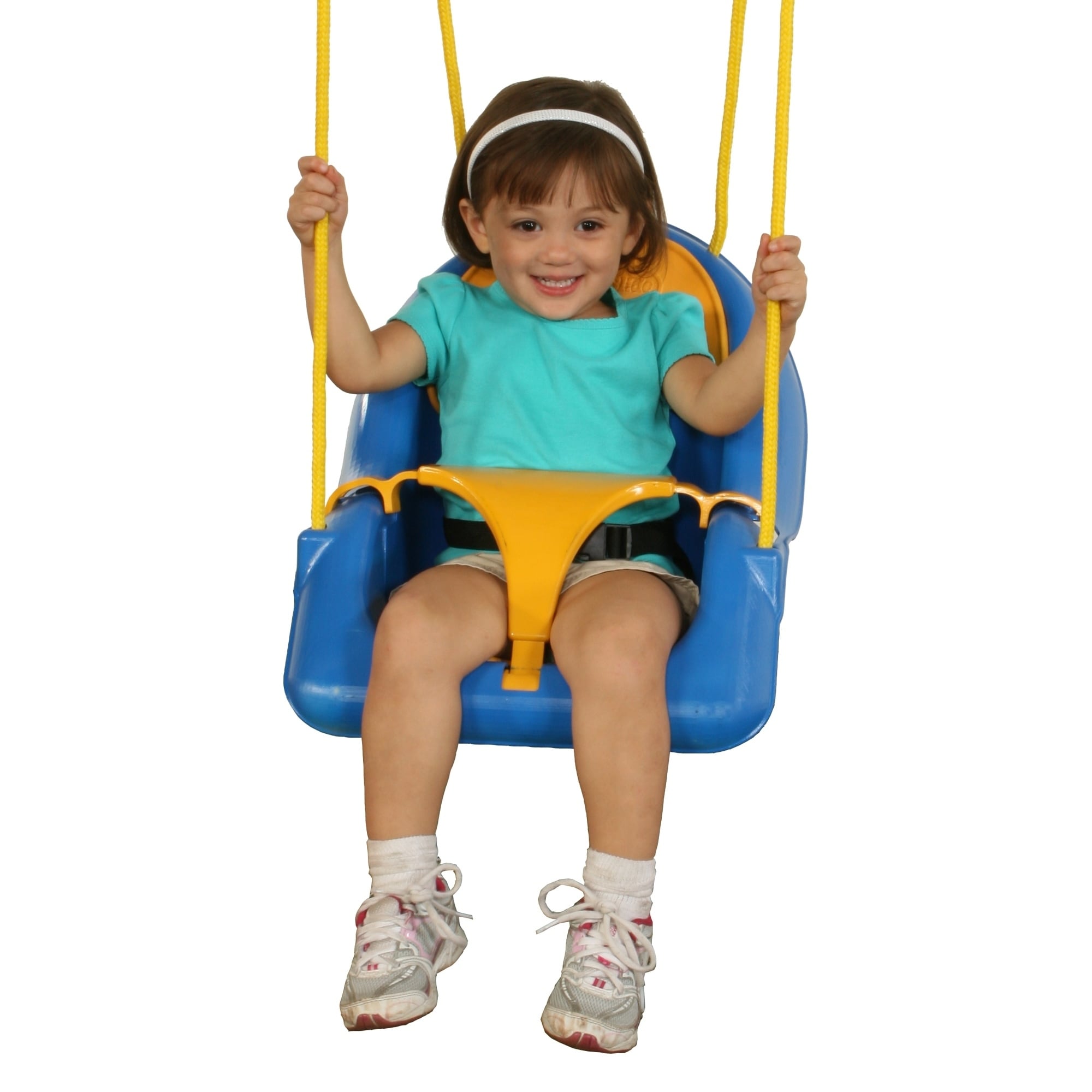 Swing-N-Slide Comfy-N-Secure Coaster Swing - Blue and Yellow - 16.2" W x 18.7" x 15.5" H - 16.2" W x 18.7" x 15.5" H