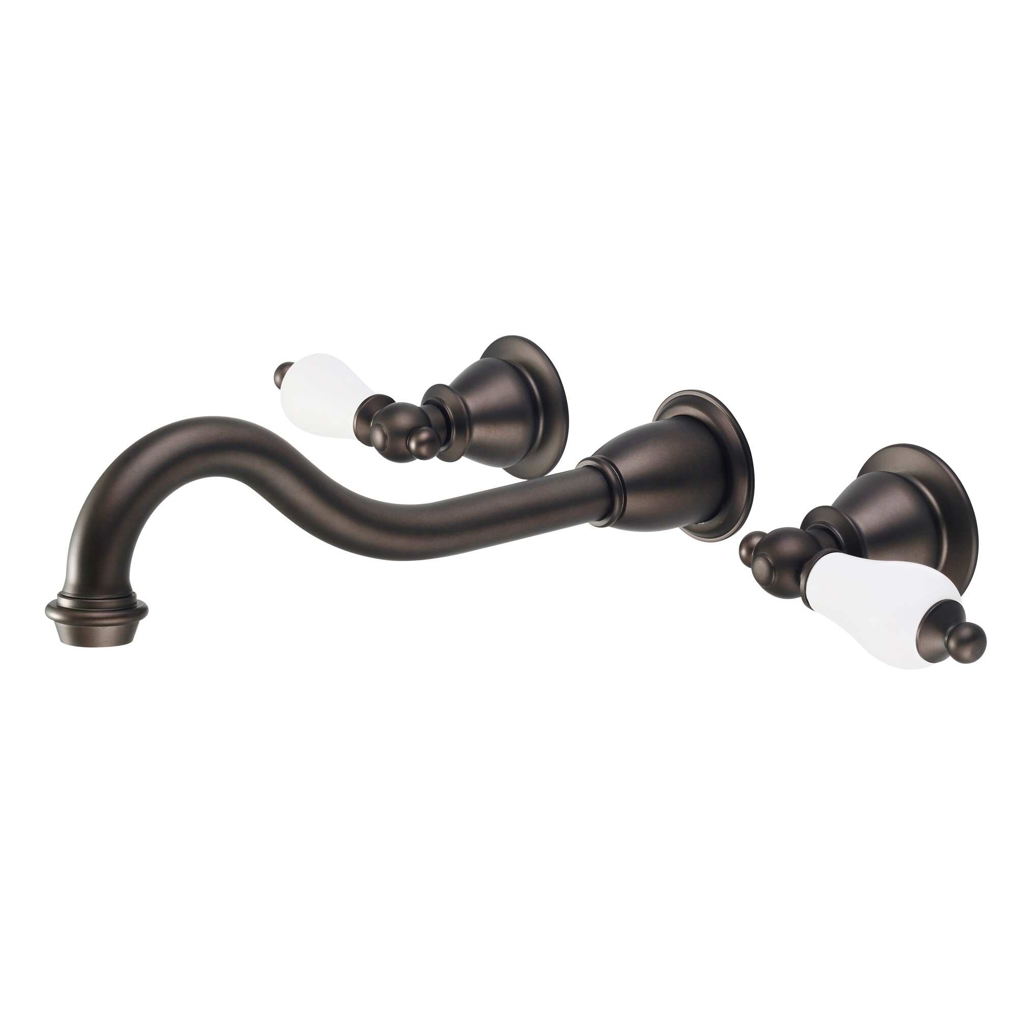 Water Creation Elegant Spout Wall Mount Vessel/Lavatory Faucet in Oil Rubbed Bronze Finish - Lever Handles