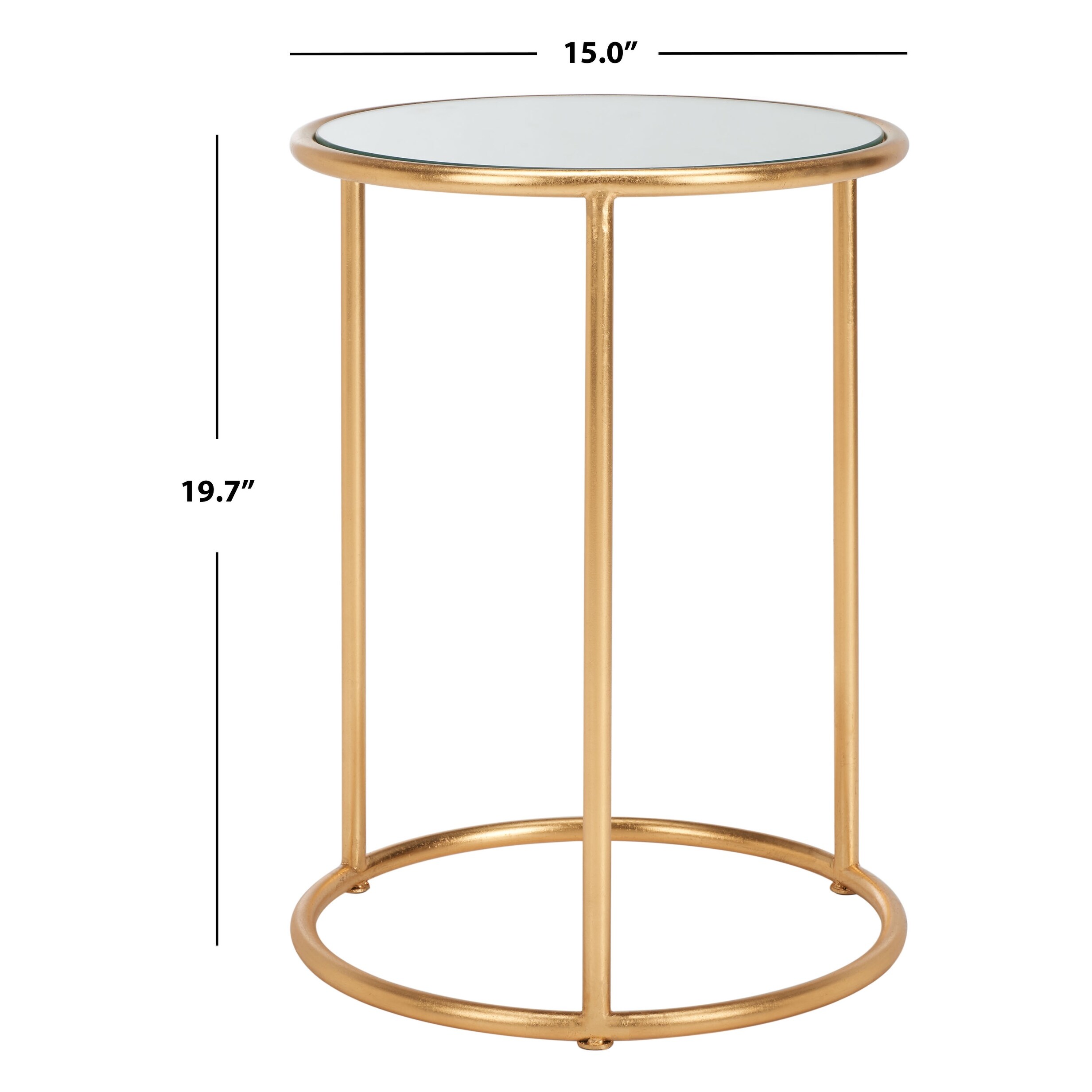 SAFAVIEH Treasures Shay Gold/ Mirror Top Accent Table - 15" x 15" x 19.7"