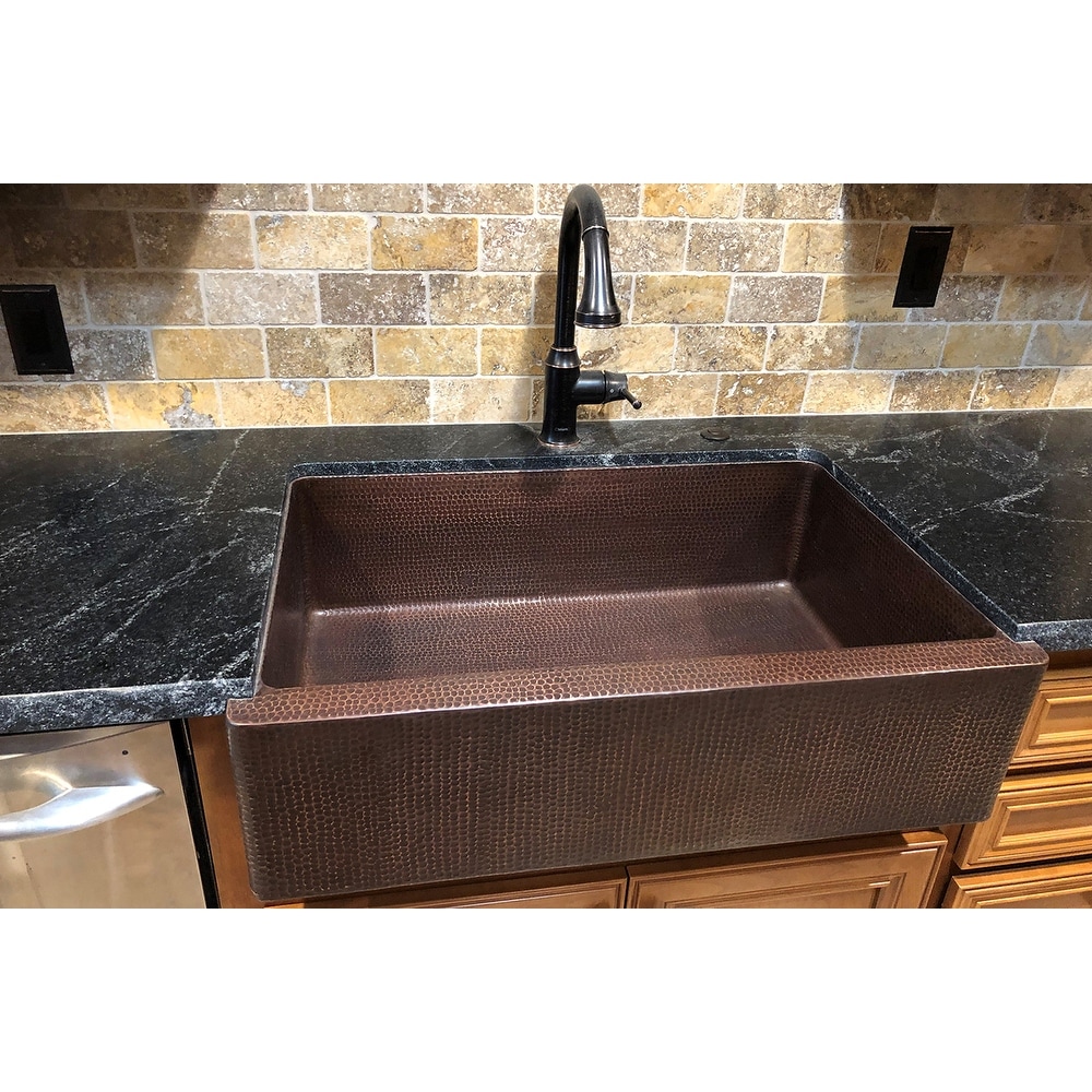 33-in Hammered Copper Apron Front Single Basin Kitchen Sink (KASDB33229)
