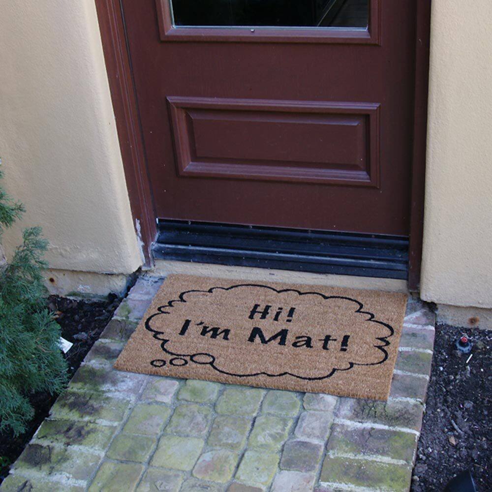 Rubber-Cal "Hi I'm Mat" Coir Doormat Funny Doormats, 18 x 30-Inch