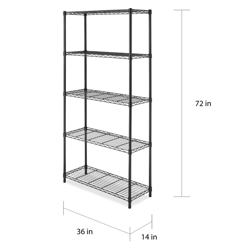 Whitmor Supreme 5 Tier Shelving with Adjustable Shelves - Black