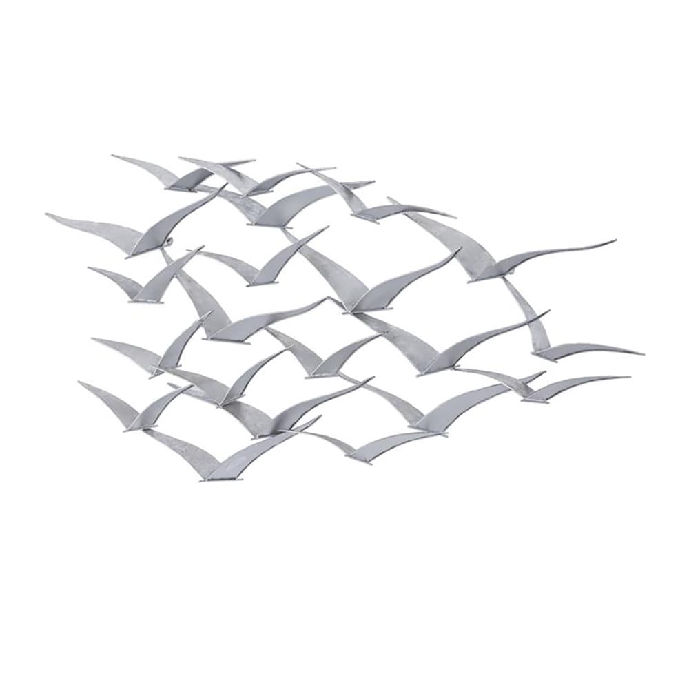 Handcrafted Flock of Metal Flying Birds Wall Art