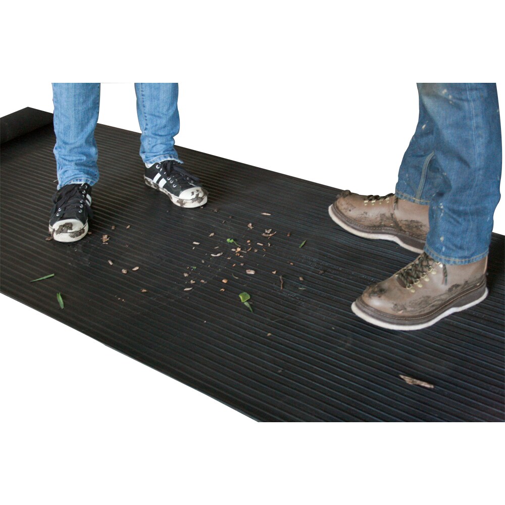 Rubber-Cal "Wide-Rib" Corrugated Rubber Floor Mat - 1/8 in x 3 ft x 20 ft - Black Rubber Roll - 36 x 240