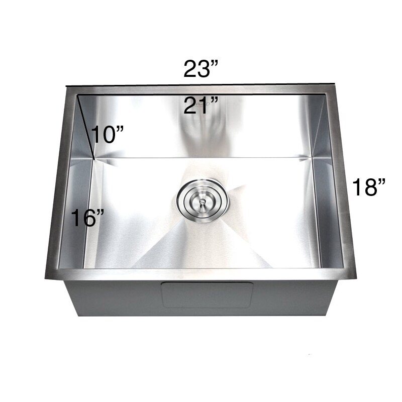 23-inch Stainless Steel Single Bowl Undermount Zero Radius Kitchen Sink