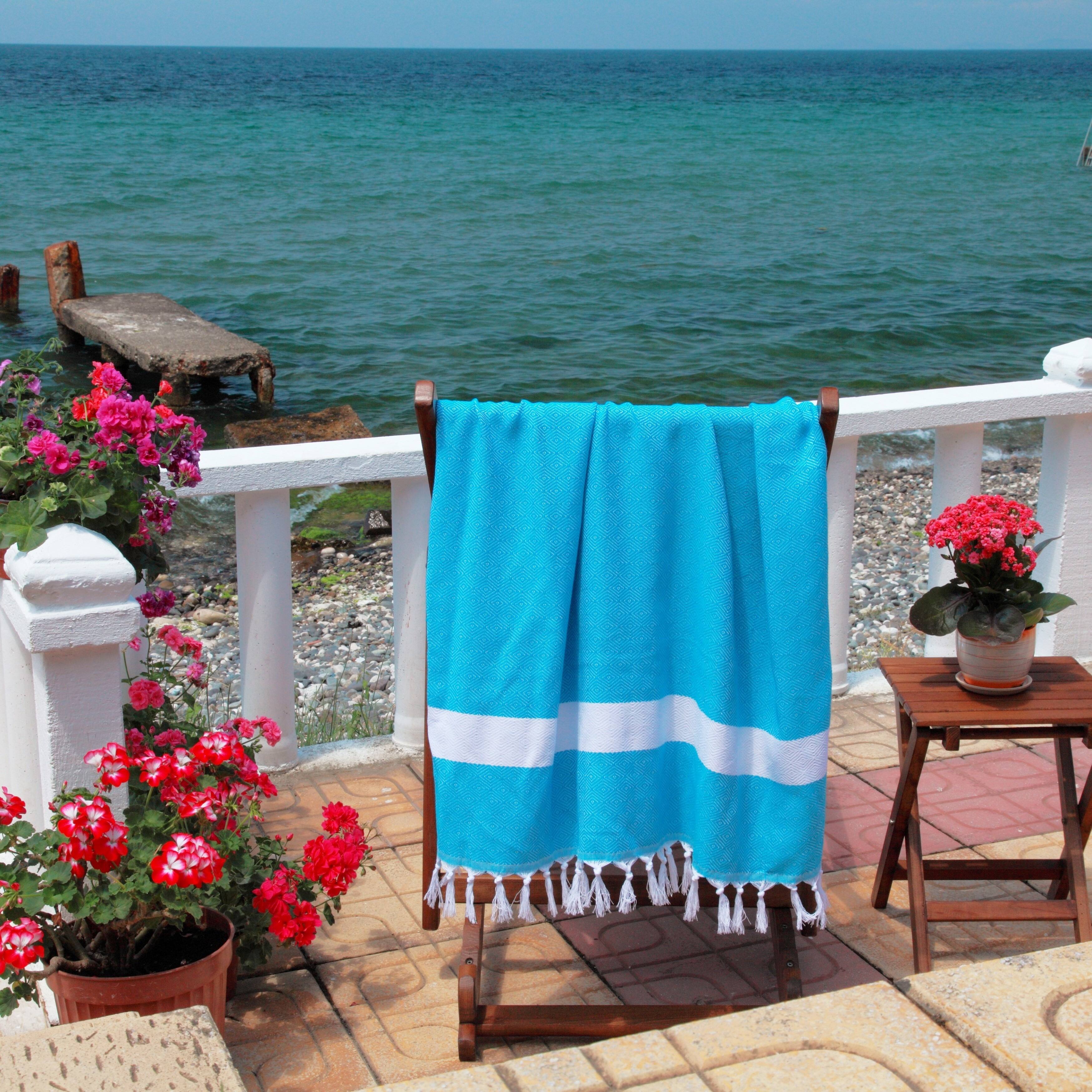 Authentic Pestemal Fouta Diamond Weave Turkish Cotton Bath/ Beach Towel