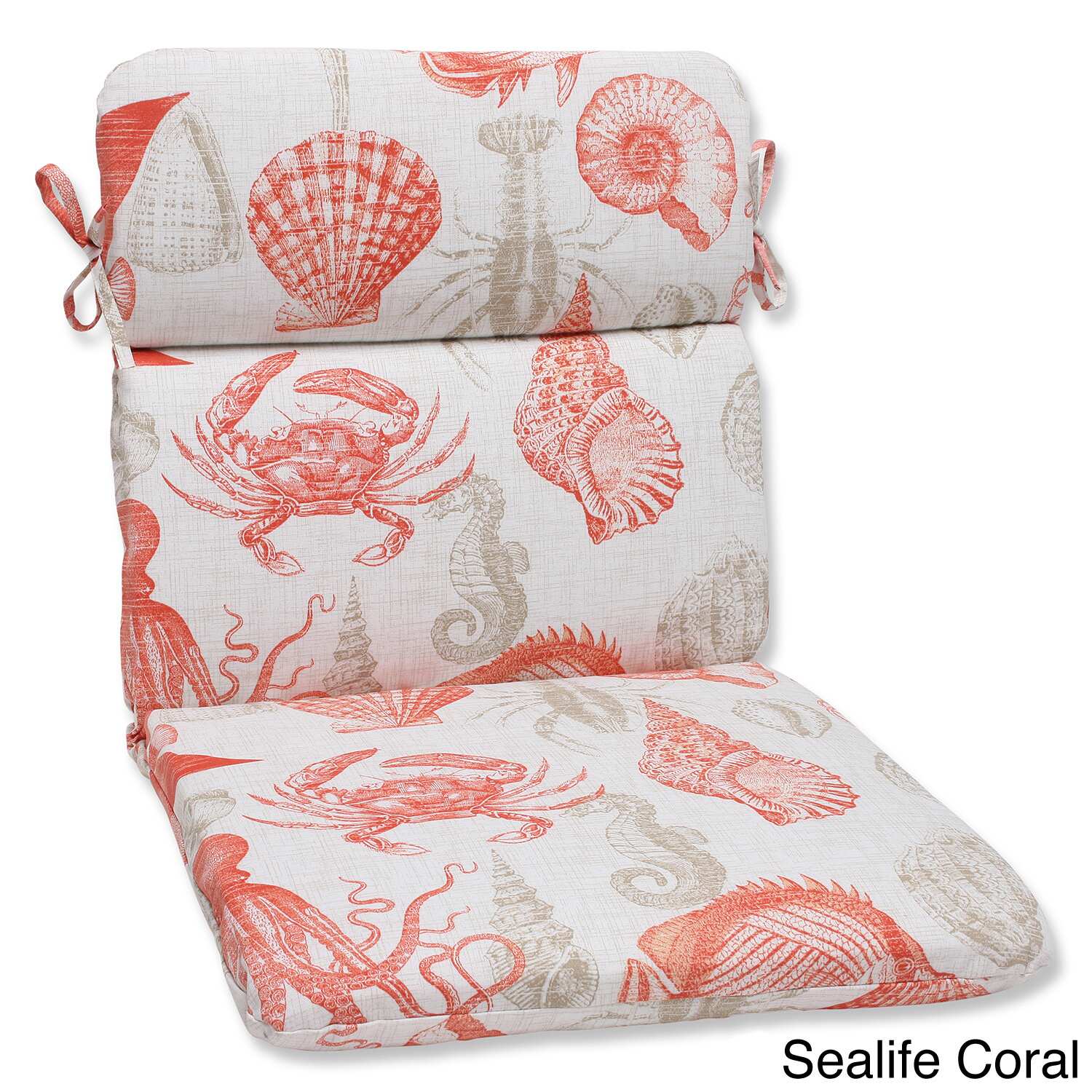 Pillow Perfect 'Sealife' Rounded Corners Outdoor Chair Cushion - Marine