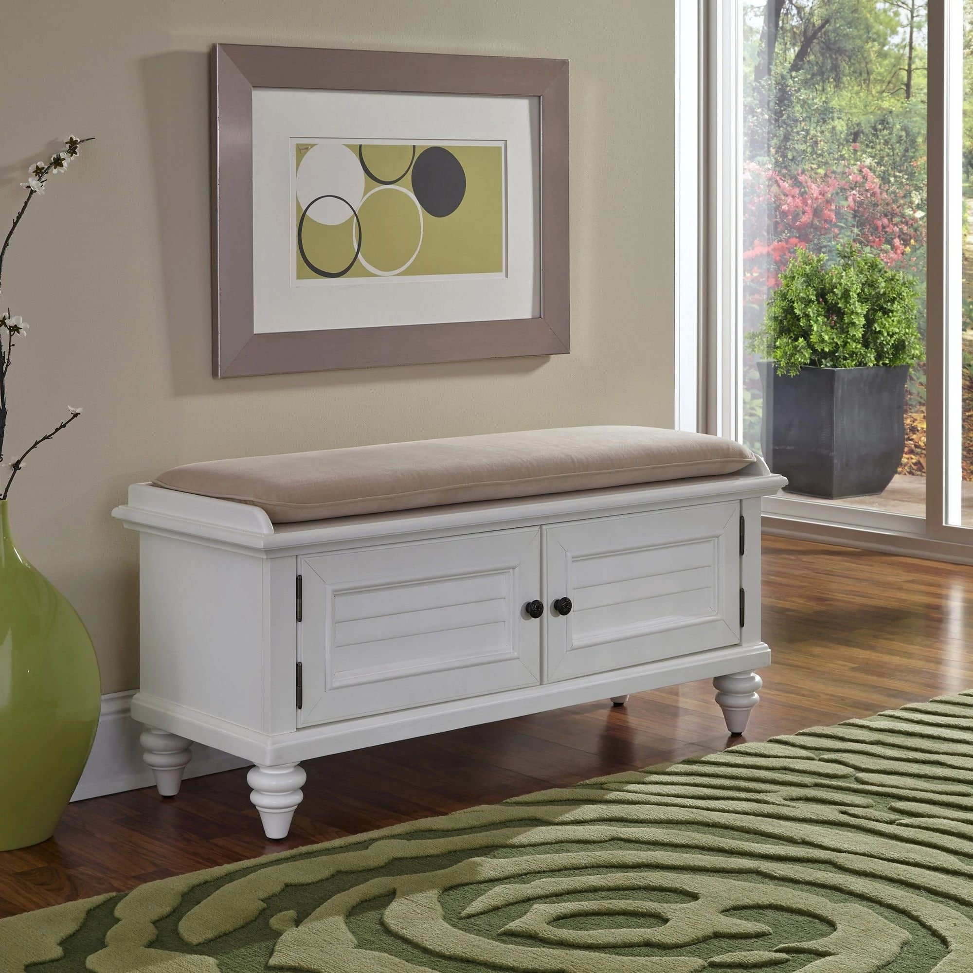 Bermuda Upholstered Storage Bench by Homestyles - Brushed White