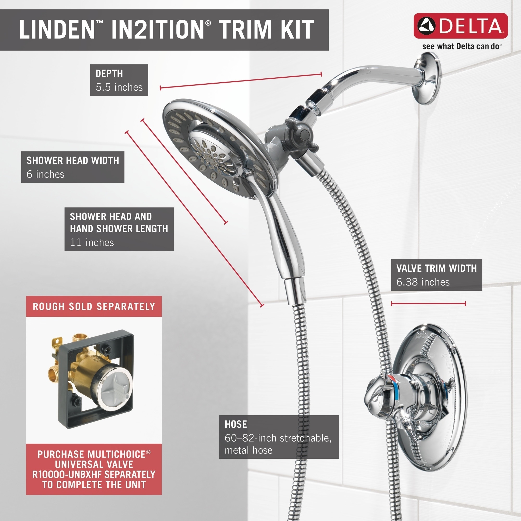Delta Linden Monitor 17 Series Shower Trim with In2ition T17294-I Chrome