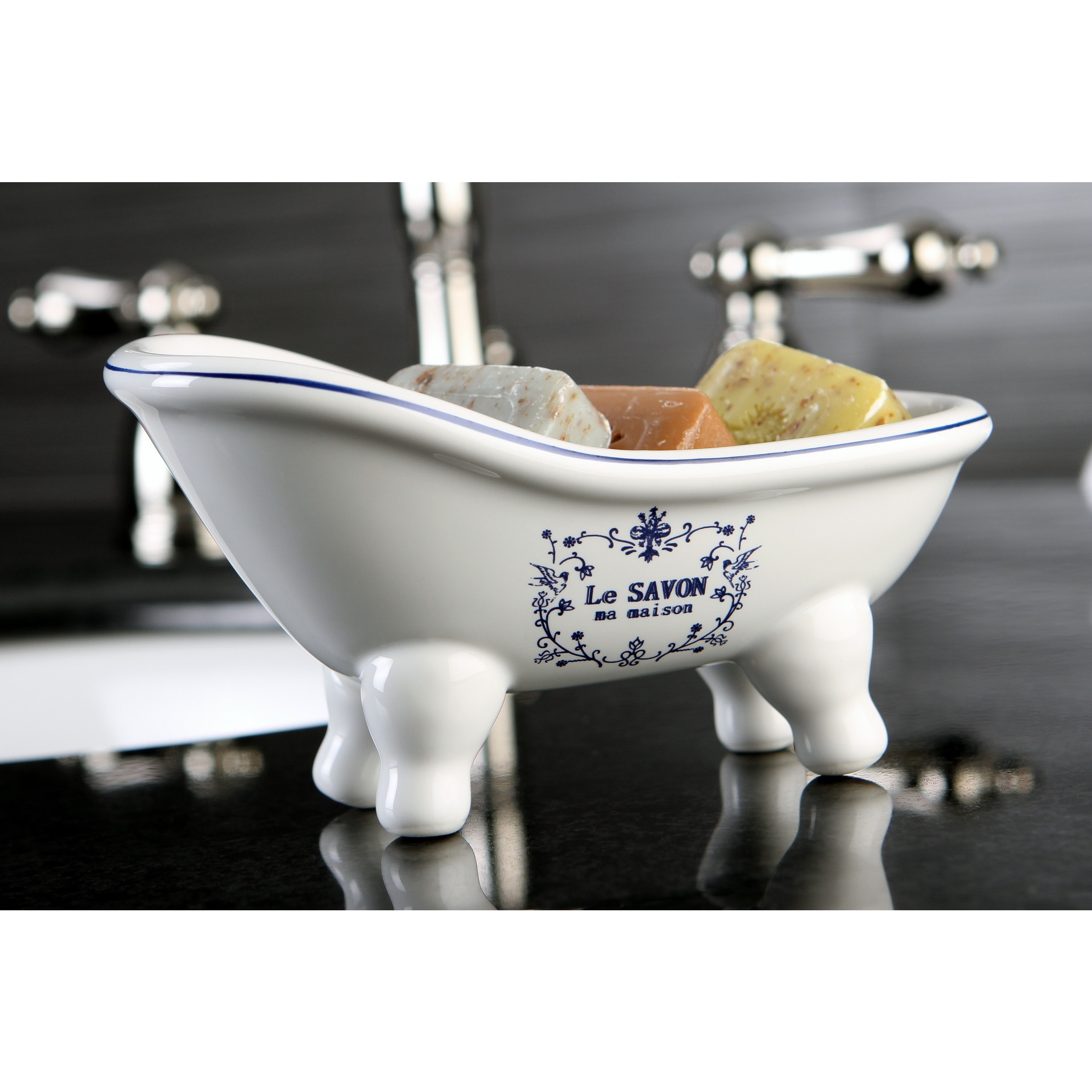 Le Savon Slipper Clawfoot Tub Soap Dish - Blue/White