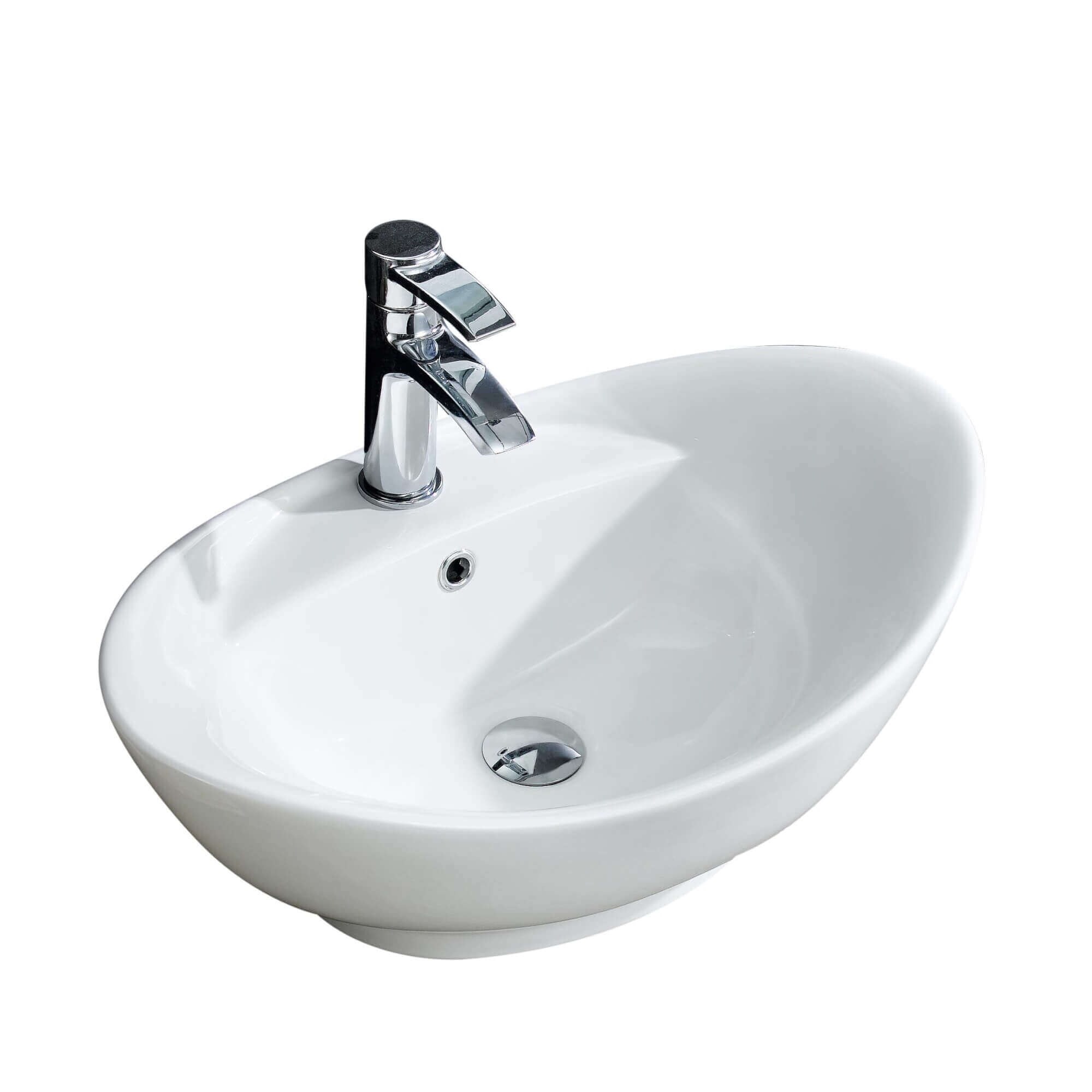 Fine Fixtures White Vitreous China Large Oval Vessel Sink