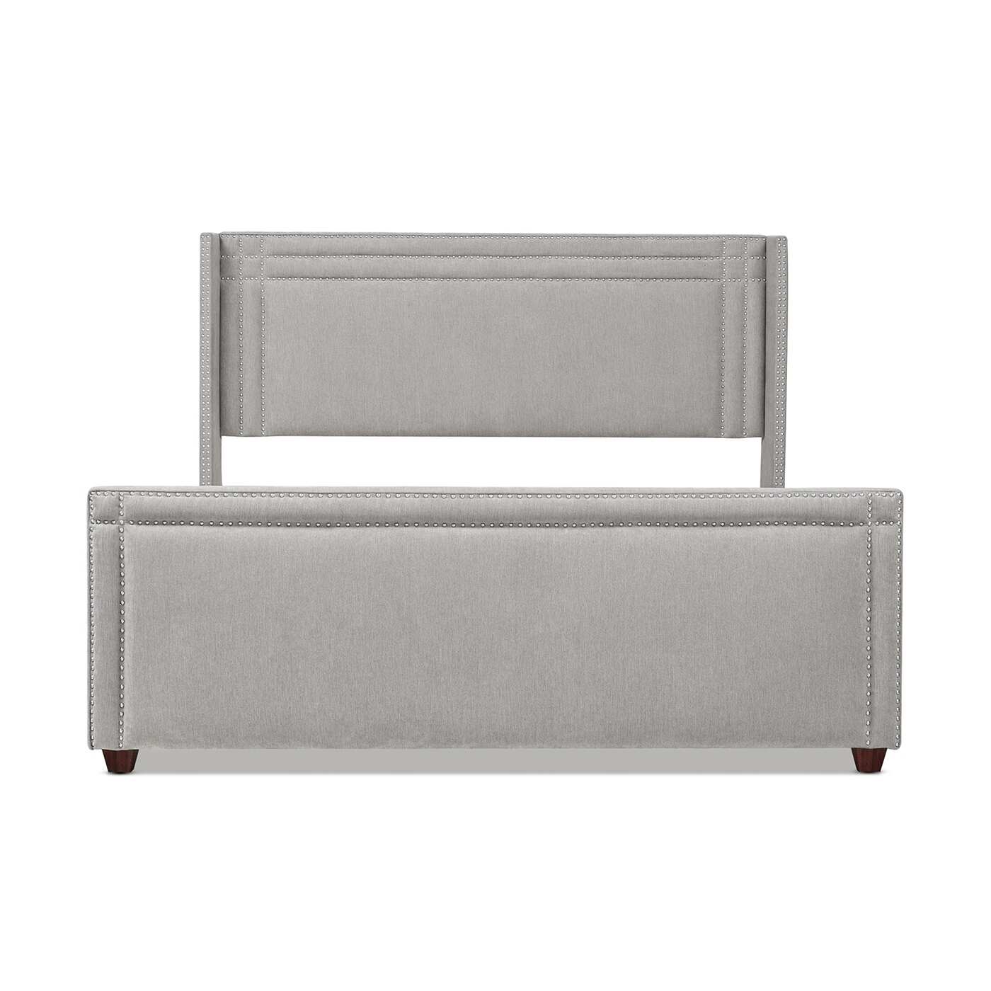 Elle Wingback Upholstered King Panel Bed - Silver Grey Polyester - King