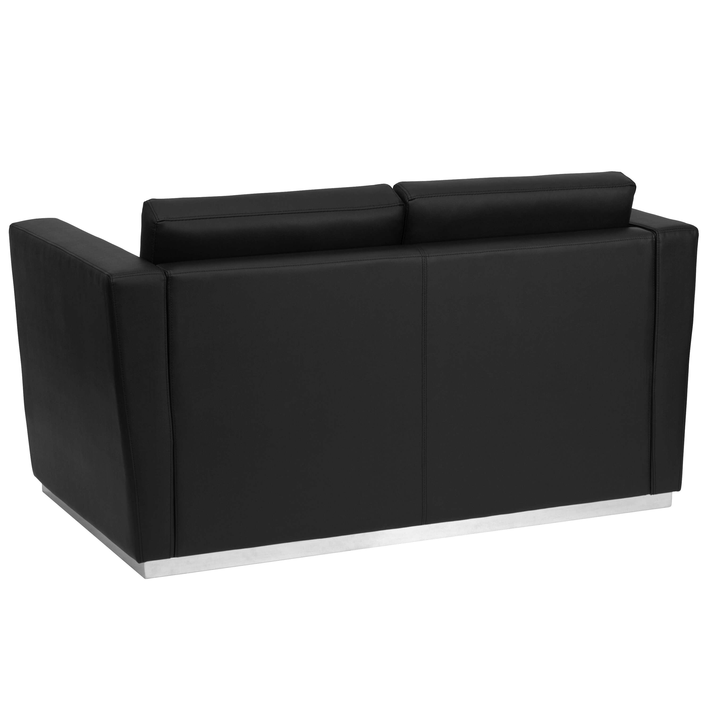 Contemporary LeatherSoft Loveseat with Stainless Steel Recessed Base - 55.5"W x 32"D x 31"H