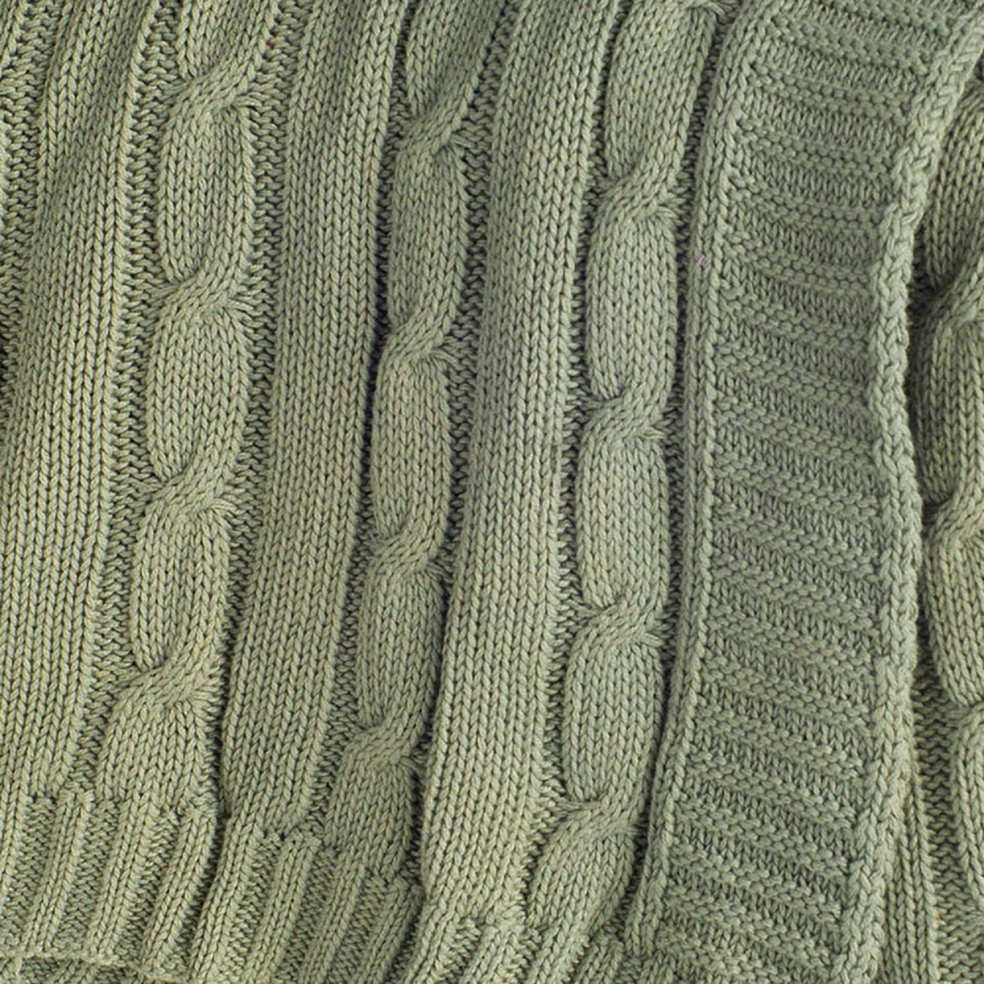 Rizzy Home Olive Green Cable Knit Throw Blanket