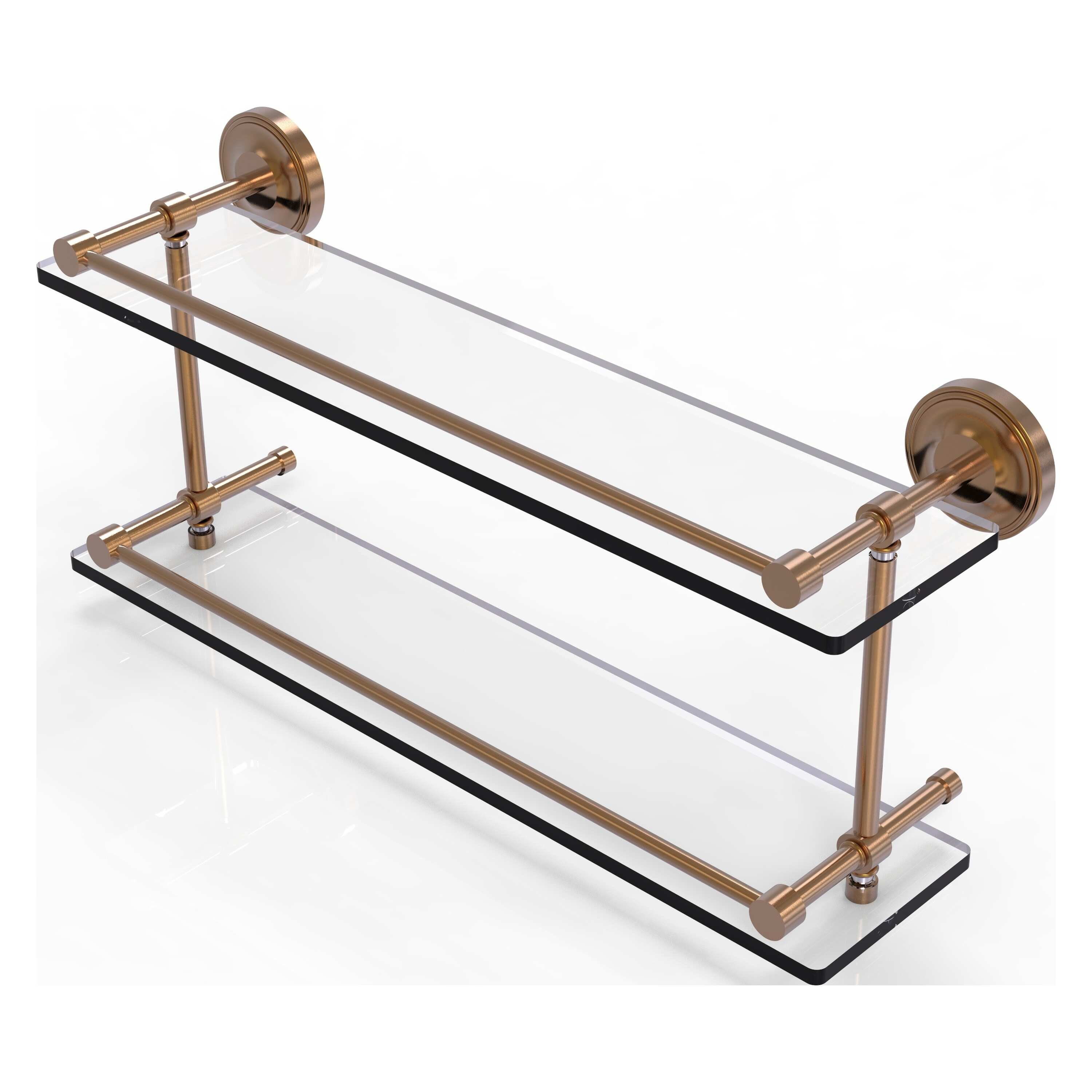 Allied Brass Prestige Regal 22 Inch Double Glass Shelf with Gallery Rail