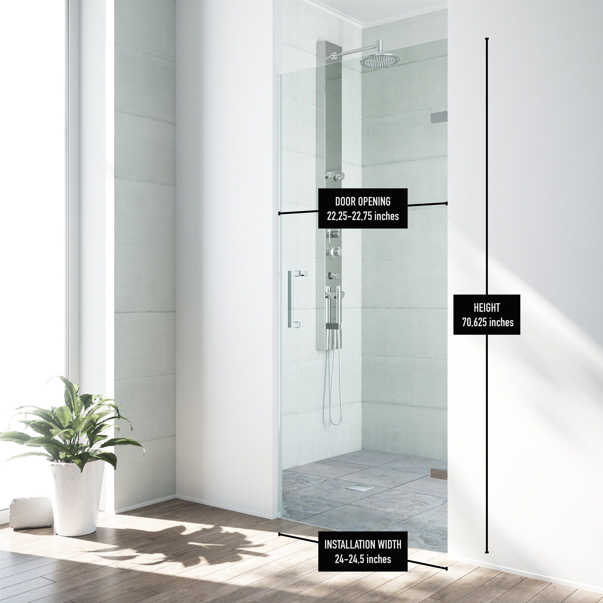 VIGO Soho Clear Adjustable Frameless Shower Door