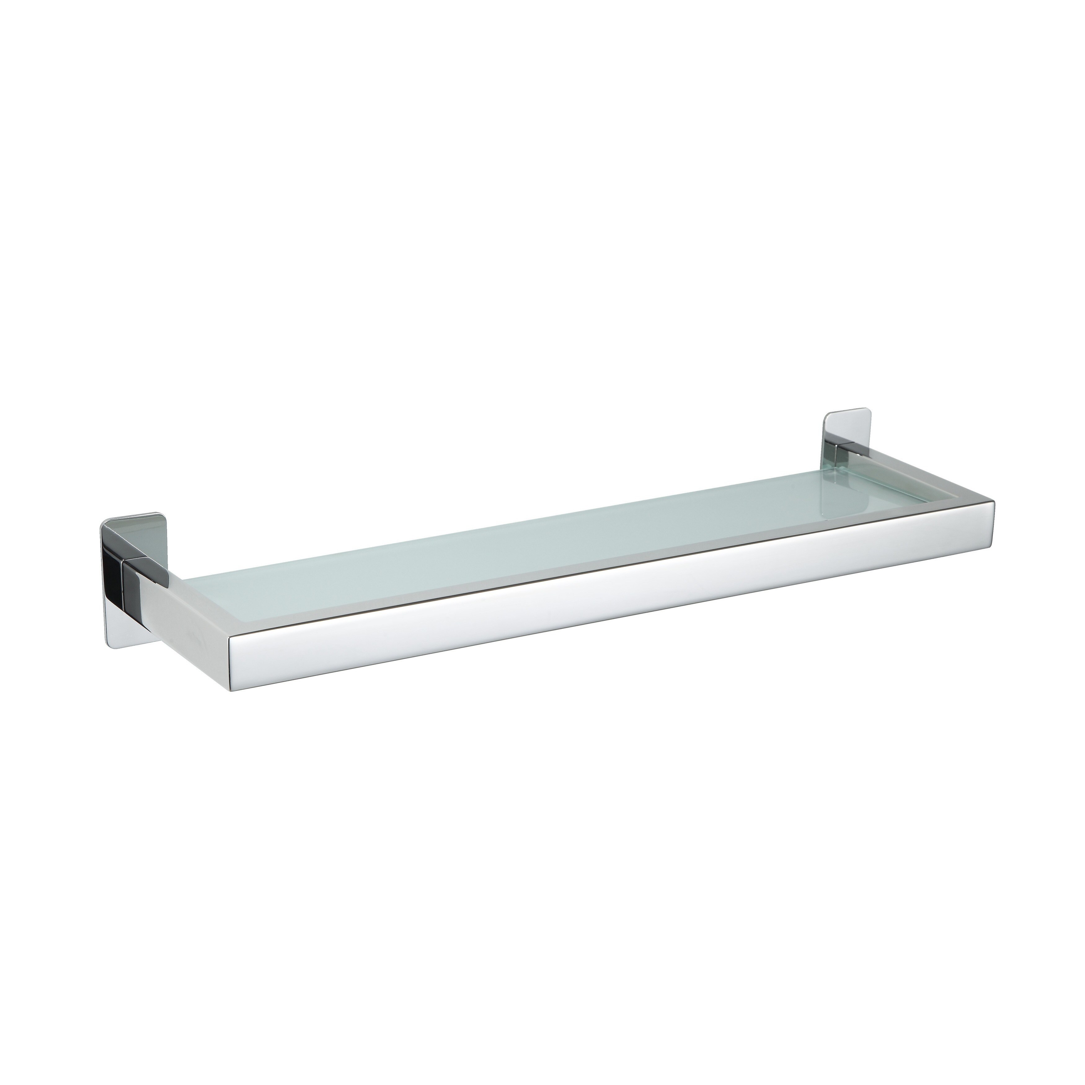 Cortesi Home Rikke Contemporary Stainless Steel Glass Vanity Shelf, Chrome