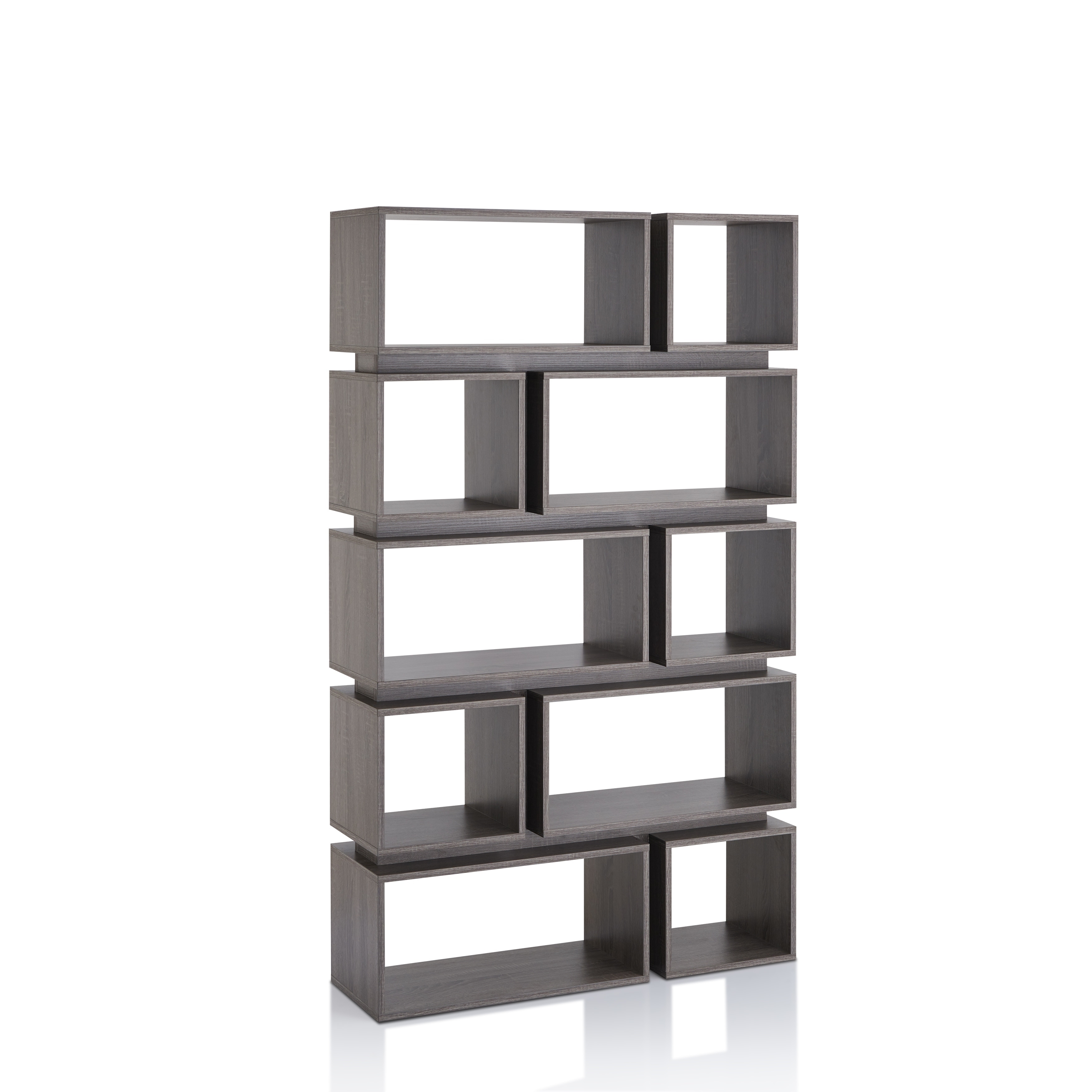 Furniture of America Niti Rustic Grey 10-shelf Open Bookcase