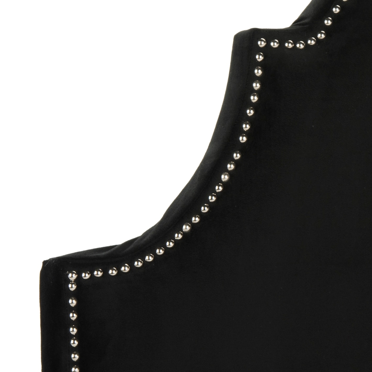 SAFAVIEH Hallmar Black Velvet Upholstered Arched Headboard - Silver Nailhead (Twin)
