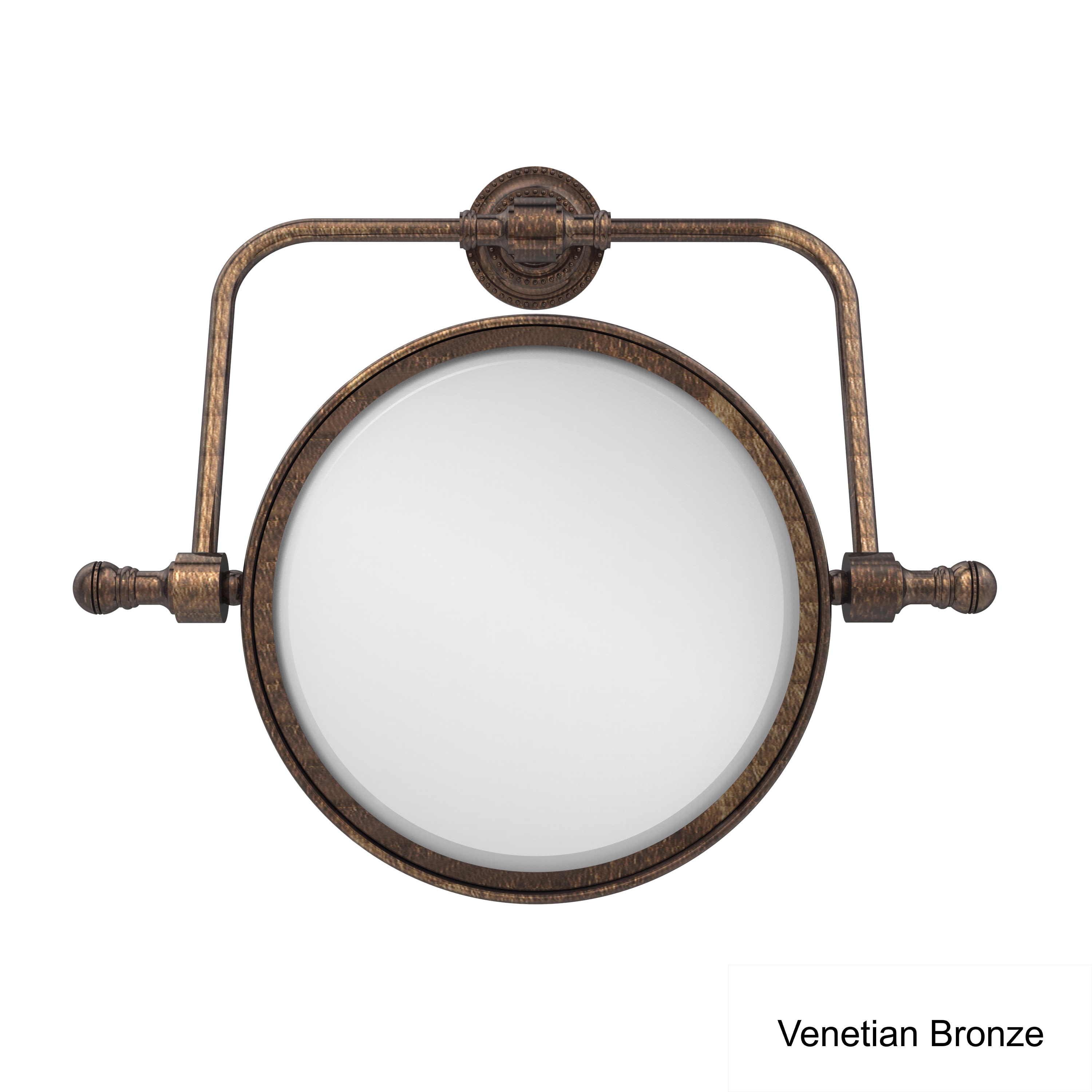 Allied Brass Retro Dot Collection Wall Mounted Swivel Make-Up Mirror 8-inch Diameter with 2X Magnification