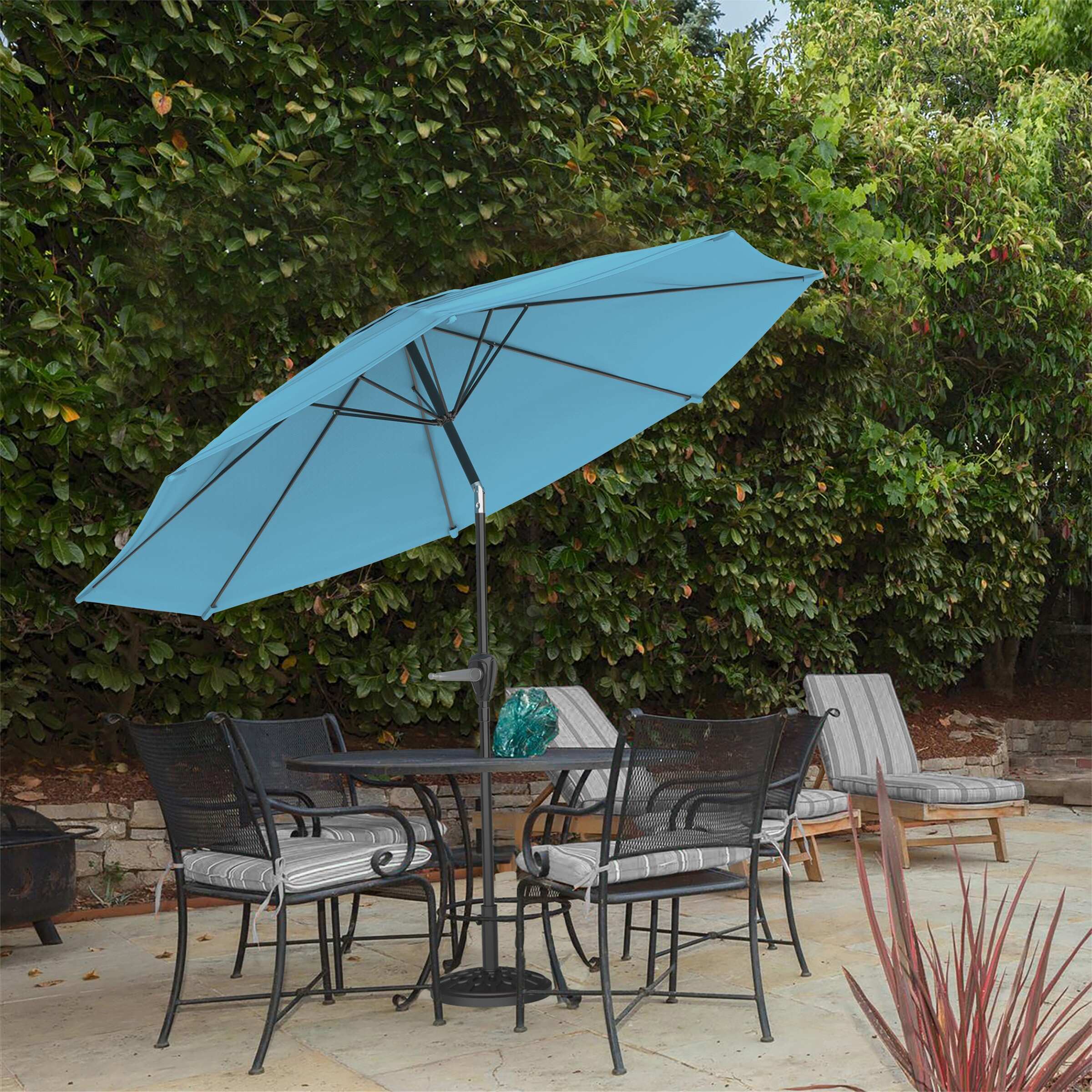 Pure Garden 10-foot Blue Aluminum Patio Umbrella with Auto Tilt