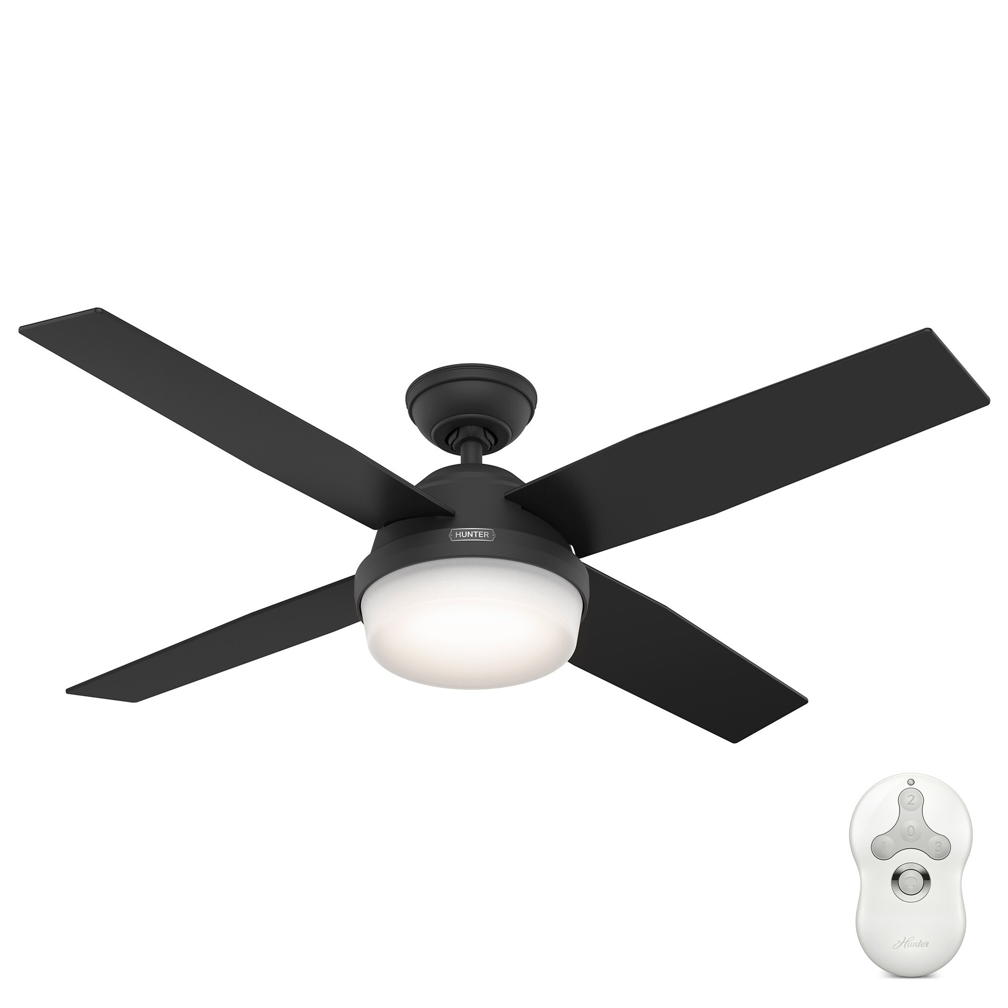 Hunter 52" Dempsey Ceiling Fan w/LED Light Kit, Handheld Remote - Contemporary, Transitional