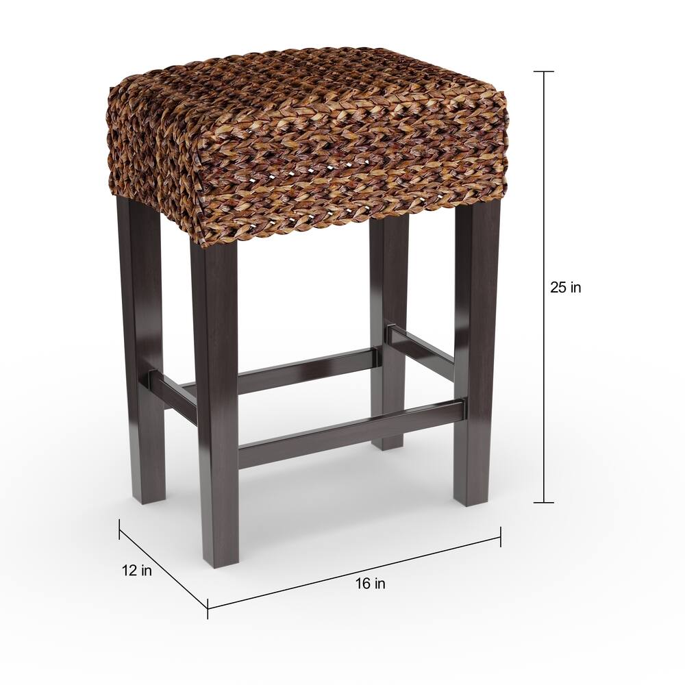 The Curated Nomad Fairway Sea Grass Backless Counter Stools (Set of 2)