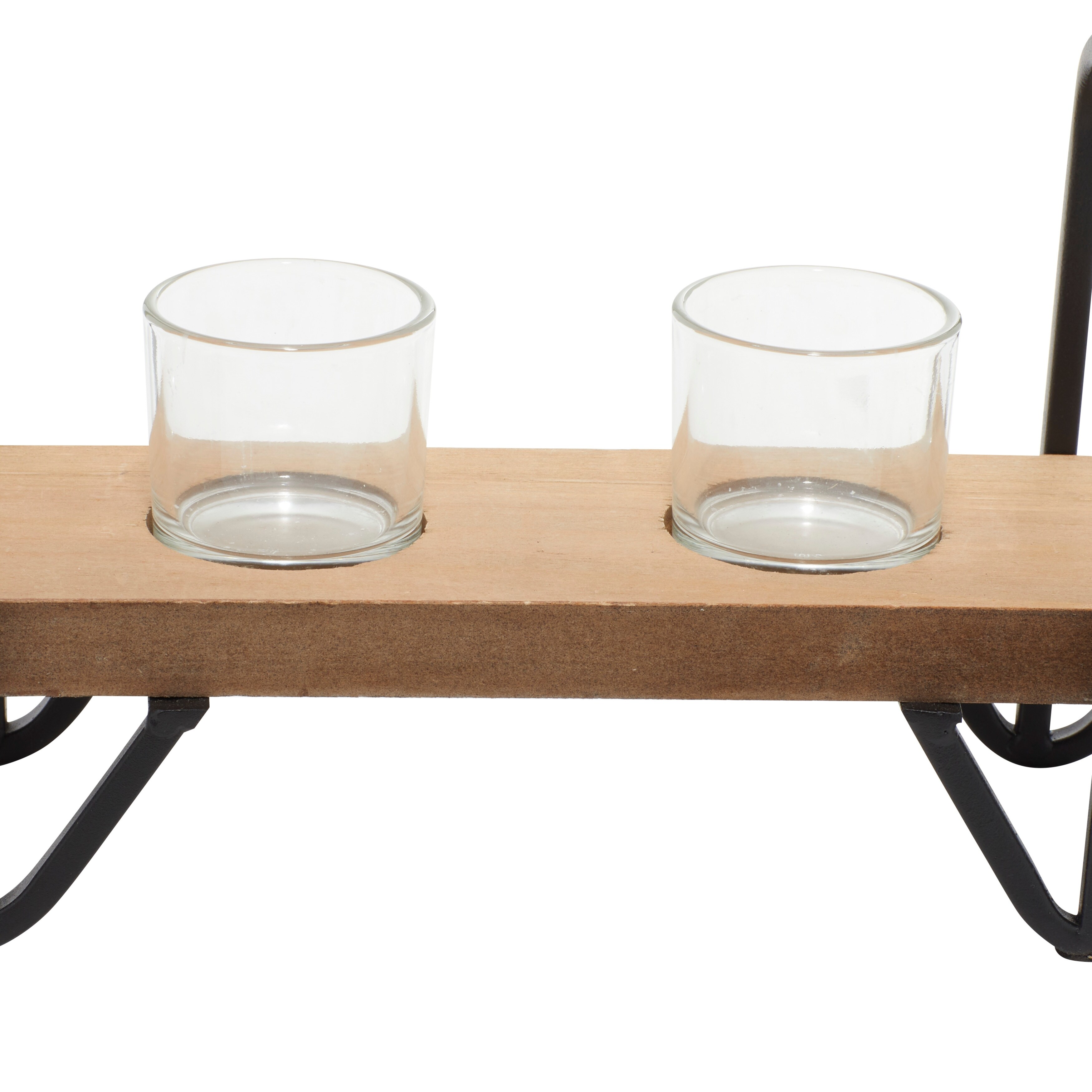 Trendy Wood Glass Metal Candle Holder