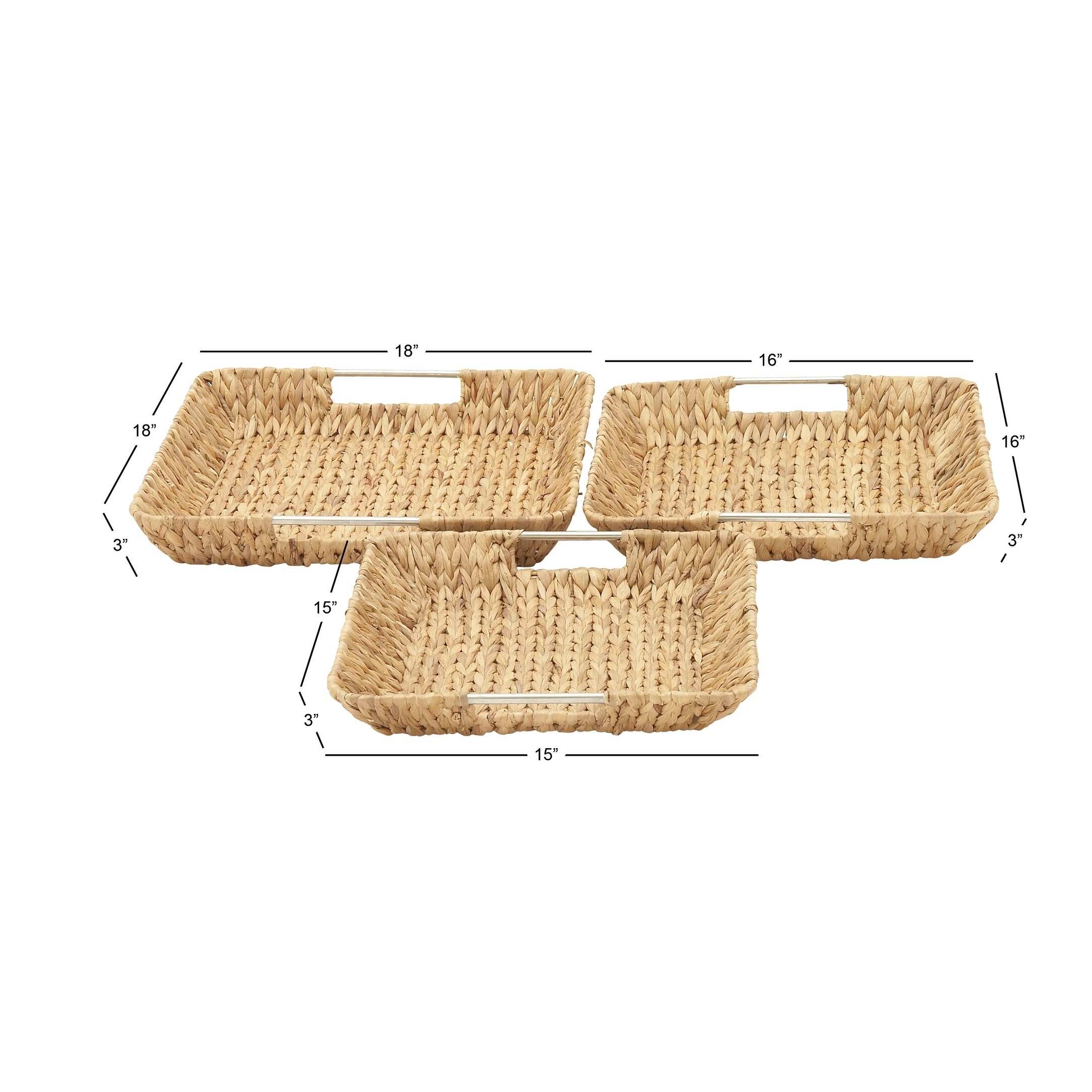 Tan Dried Plant Material Contemporary Tray (Set of 3)