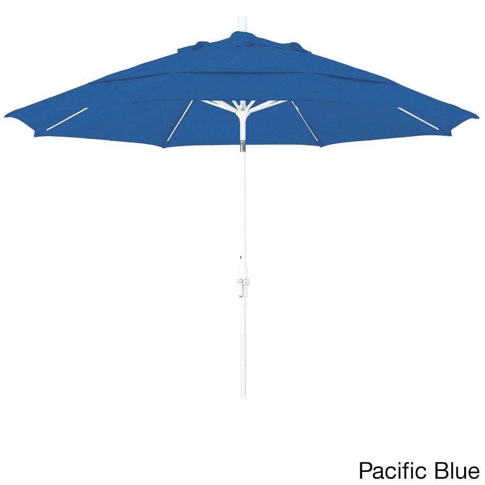 California Umbrella 11' Rd. Alum/Fiberglass Rib Patio Umb,Crank Lift/Collar Tilt, Dbl Wind Vent, White Finish, Sunbrella Fabric