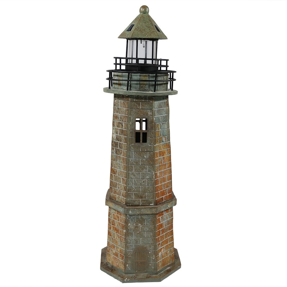 Sunnydaze Outdoor Patio or Garden Solar LED Lighthouse Statue Decor - 35-Inch - 35"
