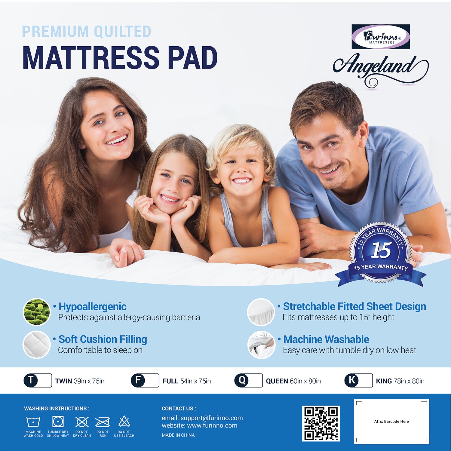 Furinno Angeland Quilted Mattress Protector - Twin