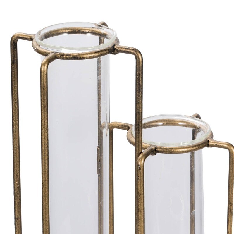 A&B Home Goldtone Metal and Glass Vase