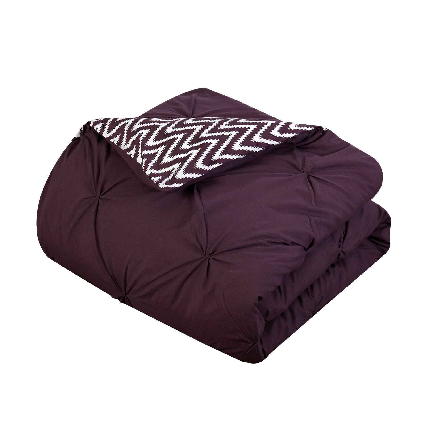 Erin Purple Pintuck Chevron Microfiber 8-Piece Bed-in-a-Bag with Sheet Set