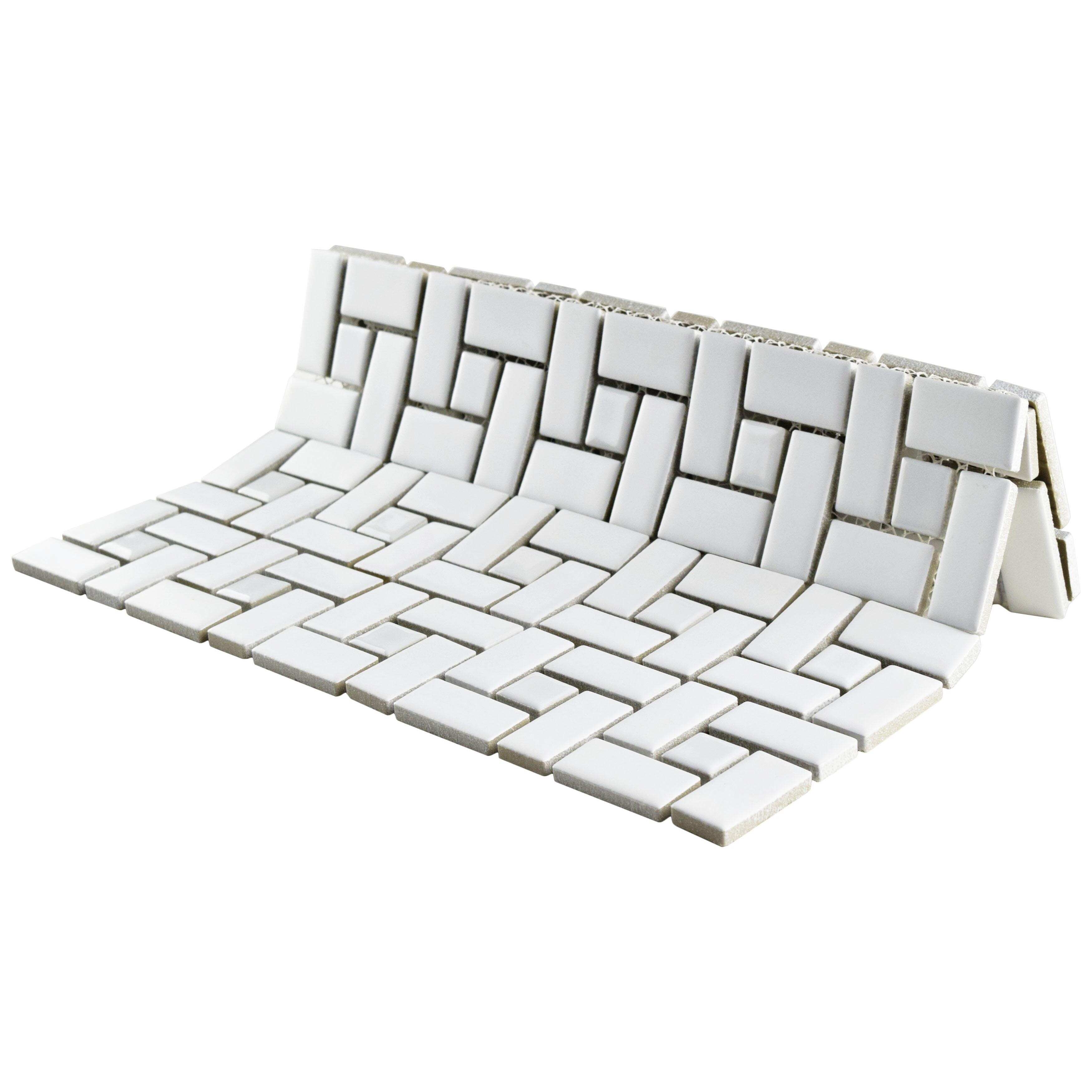 Merola Tile Spiral Matte White with Glossy White Dot 12.5" x 12.5" Porcelain Mosaic Tile