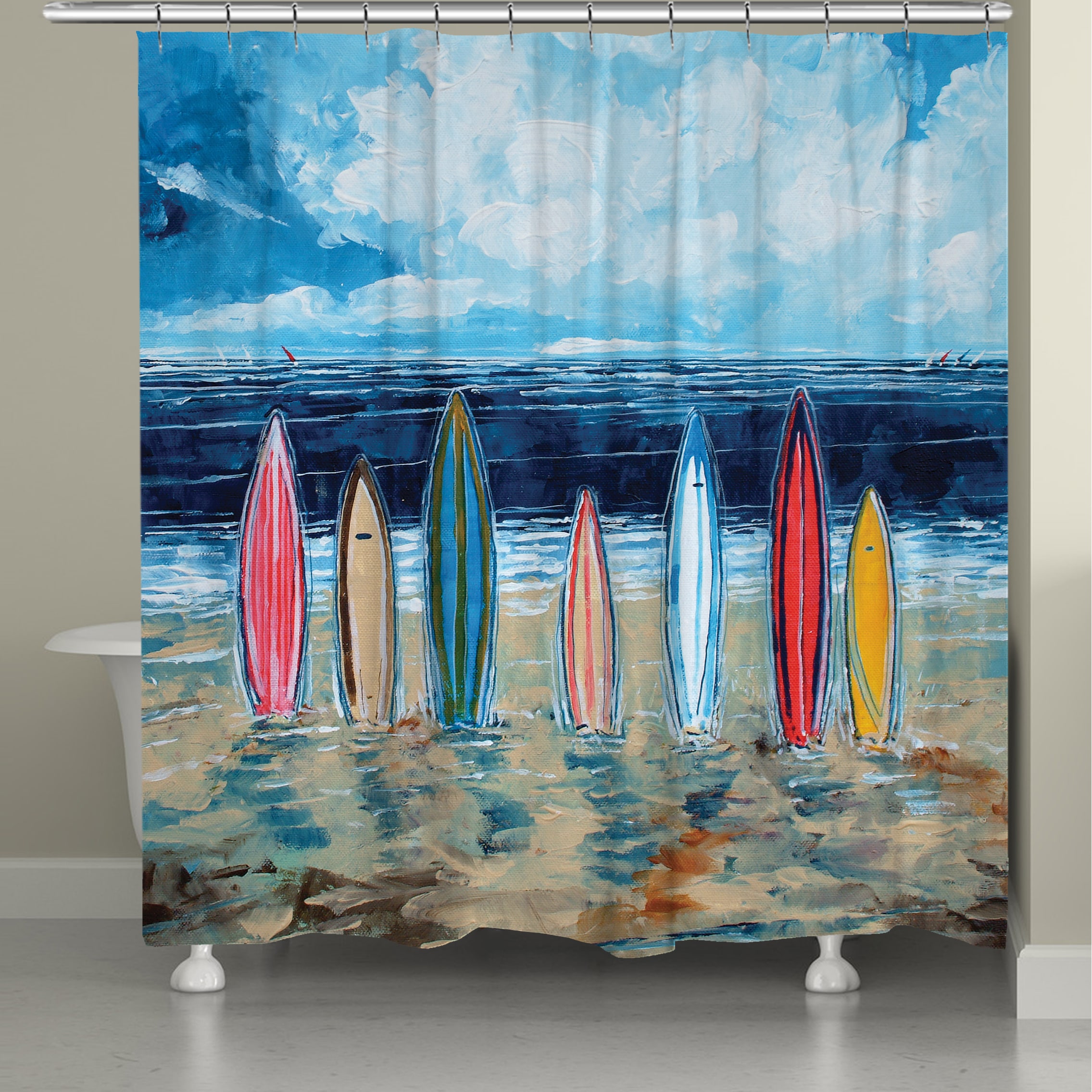 Laural Home Summer Surfboards Shower Curtain