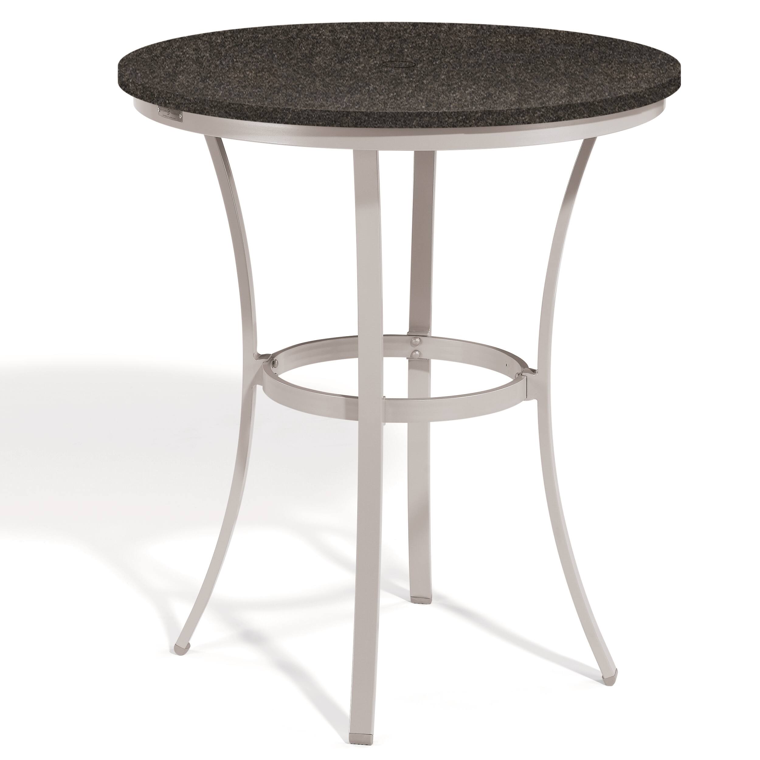 Oxford Garden Travira 36-inch Round Lite-Core Granite Charcoal Cafe Bar Table with Powder Coated Aluminum Frame