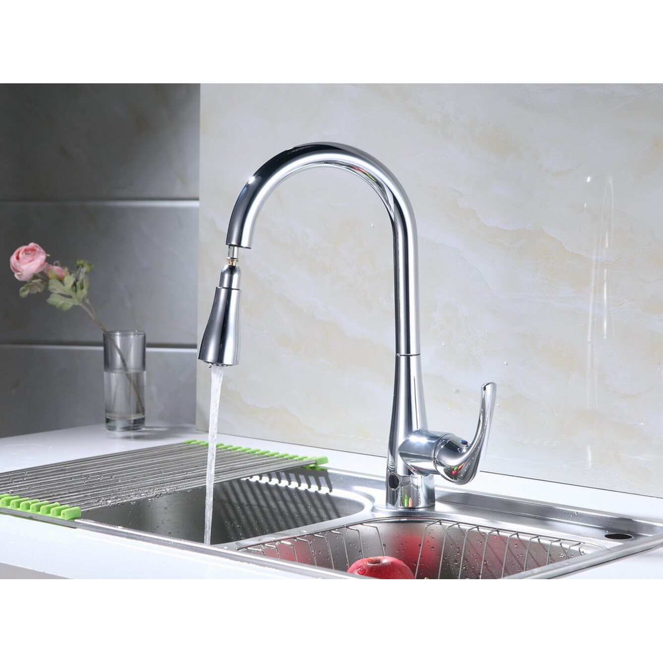 Single Handle Deck Mounted Pull-Down Automatic Sensor Kitchen Faucet - Chrome/Clear