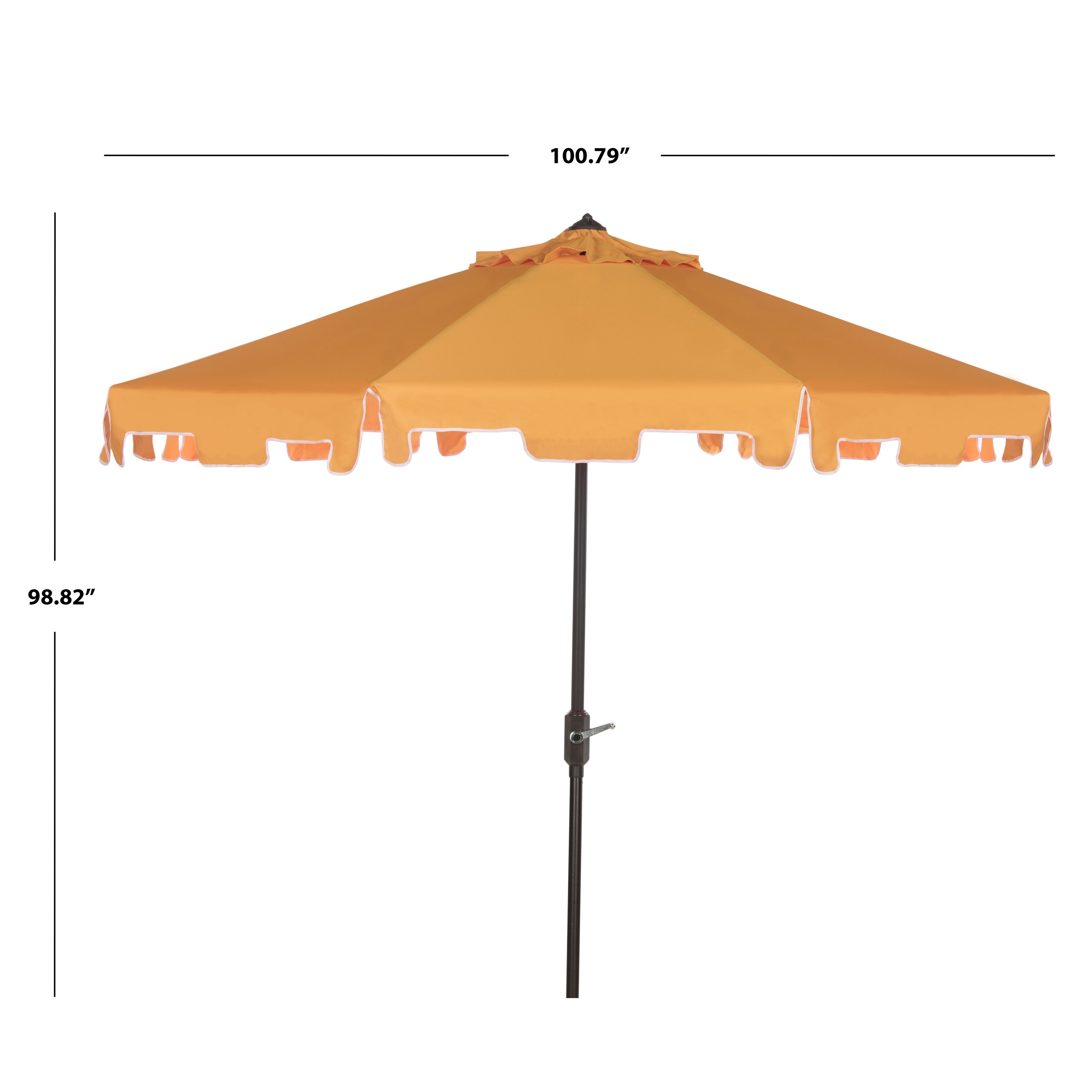 SAFAVIEH UV Resistant Zimmerman 9 Ft Crank Yellow/ White Market Umbrella
