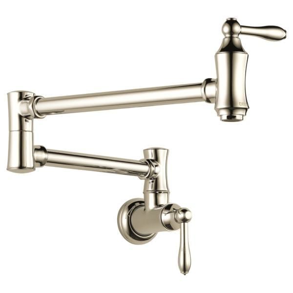 Delta Cassidy Traditional Wall Mount Pot Filler Polished Nickel