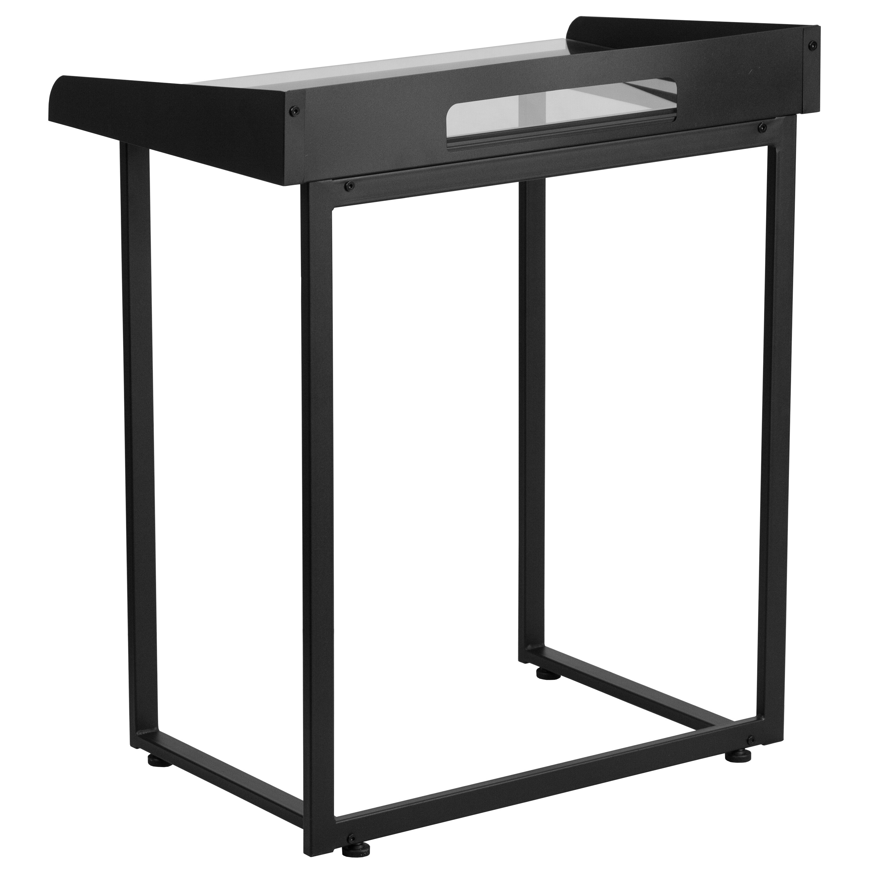 Kali Clear Tempered Glass and Black Frame Contemporary Desk
