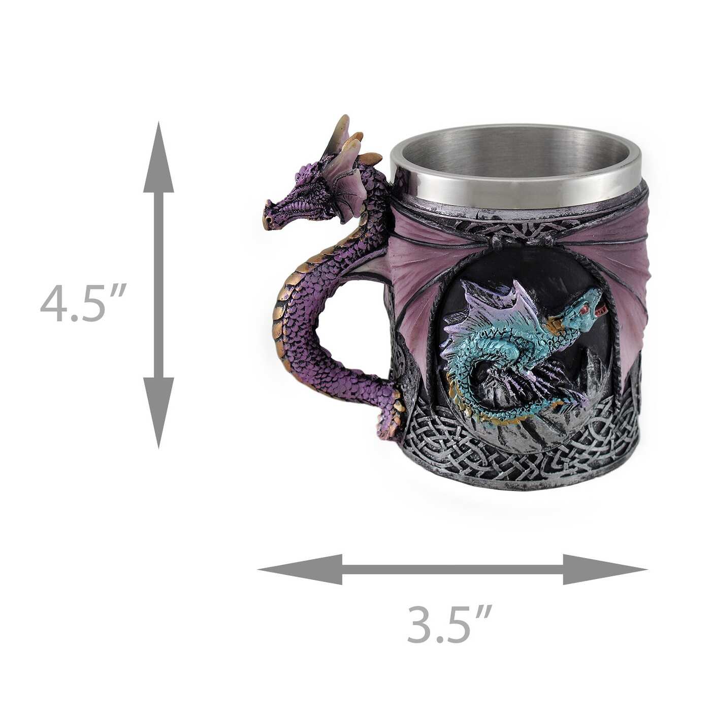 Purple Gothic Dragon Tankard Celtic Knot Work Mug/ Pencil Holder 10 Oz - 4.5 X 3.5 X 3.5 inches