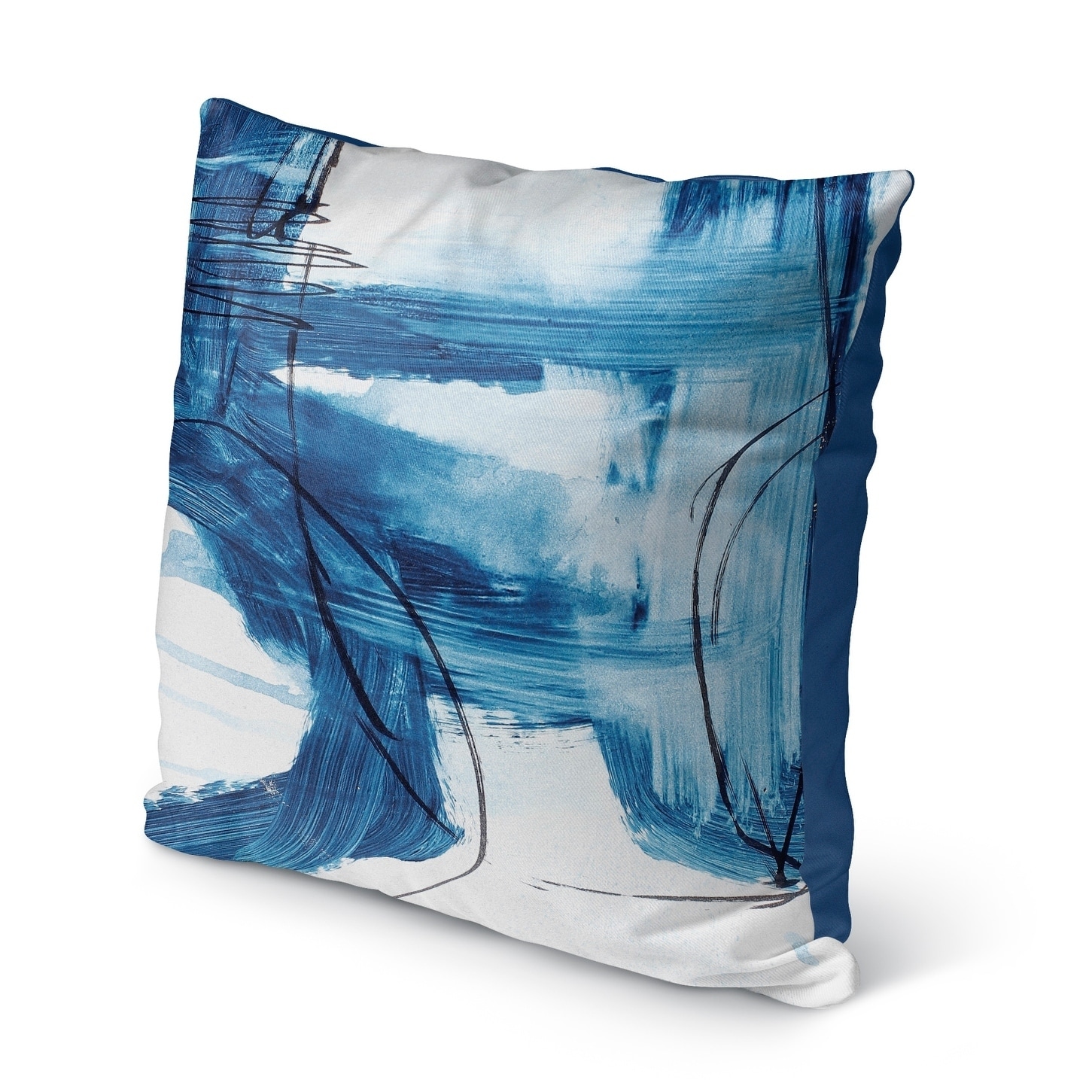 Kavka Designs blue; ivory blue abstract outdoor pillow with insert