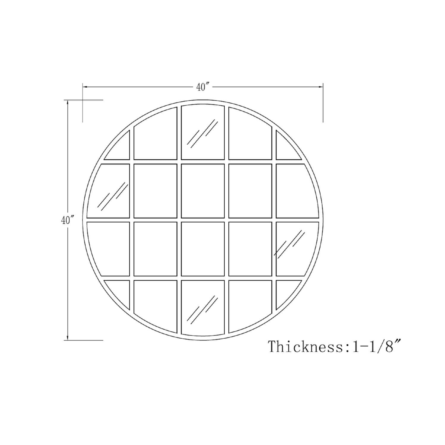Middlebrook Designs 40-Inch Round Windowpane Mirror - Black