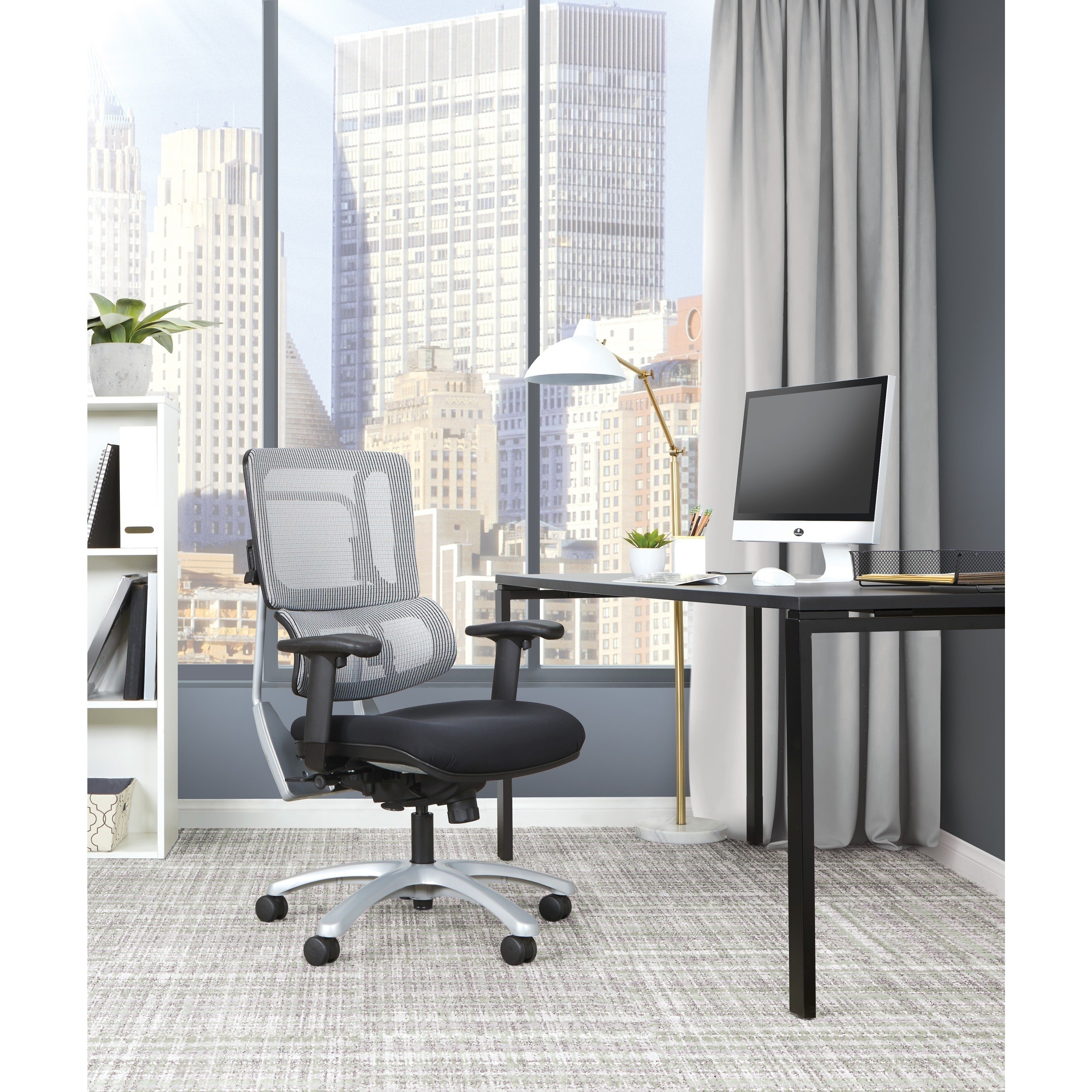 Vertical Grey Mesh Back Office Chair with a Black Coal Freeflex Seat