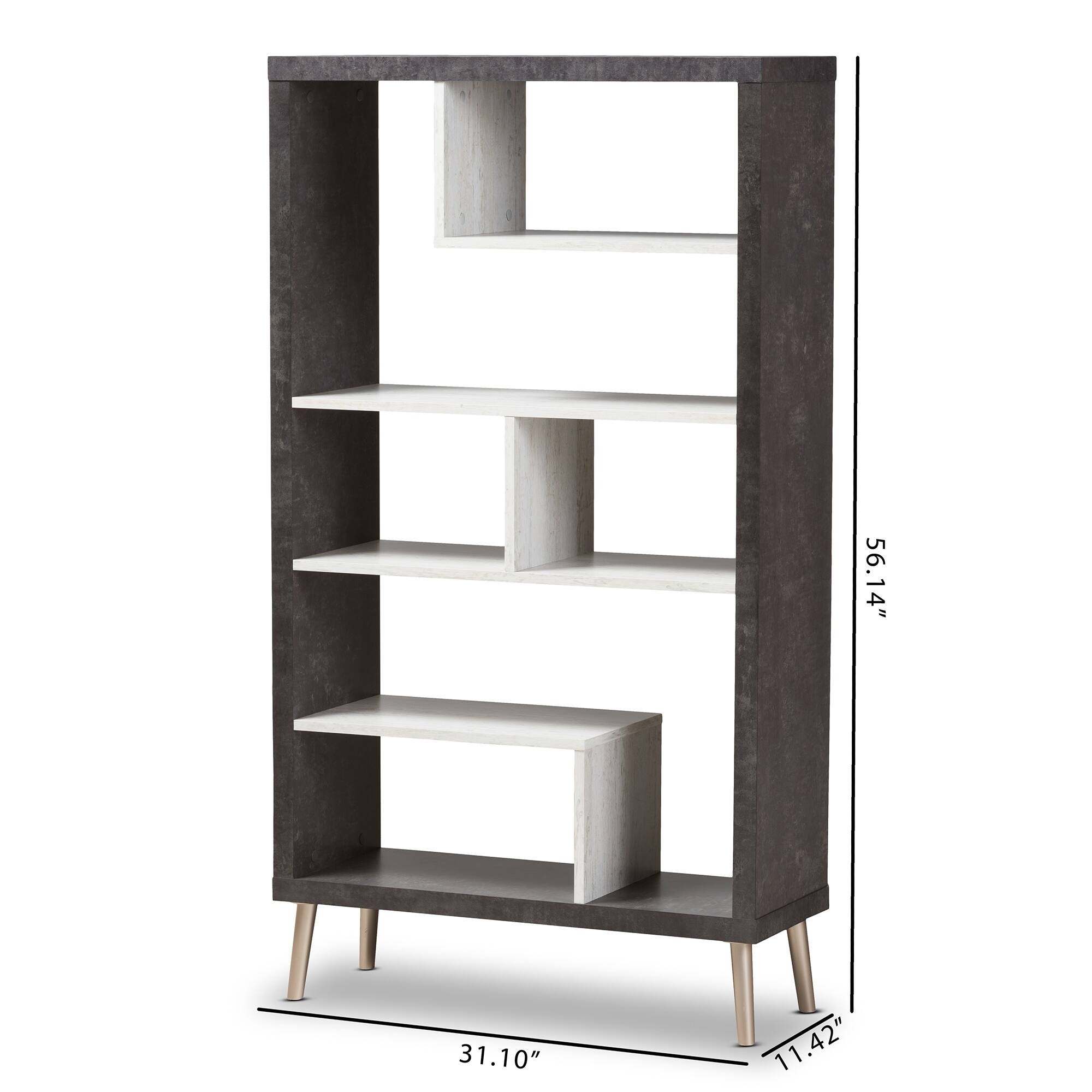 Contemporary Dark Grey and Light Grey Display Shelf by Baxton Studio