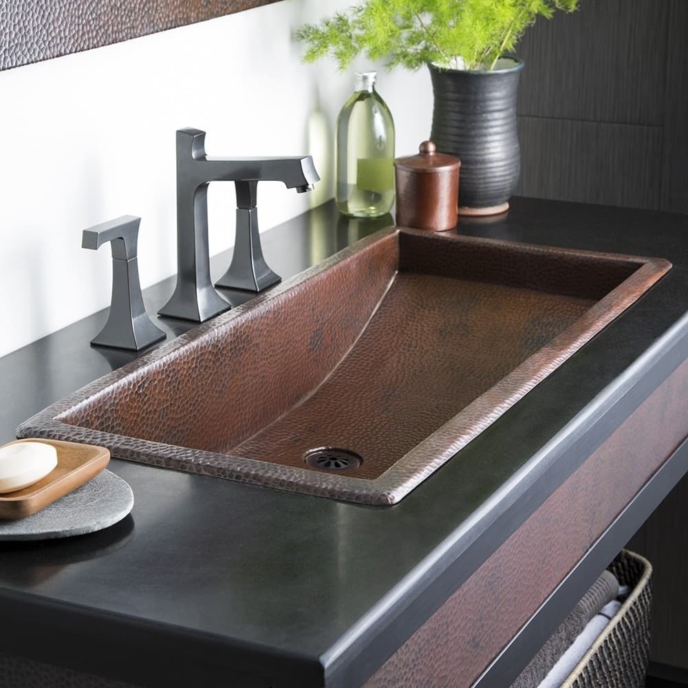 Trough Antique Copper 36-inch Undermount/ Drop-in Rectangular Bathroom Sink